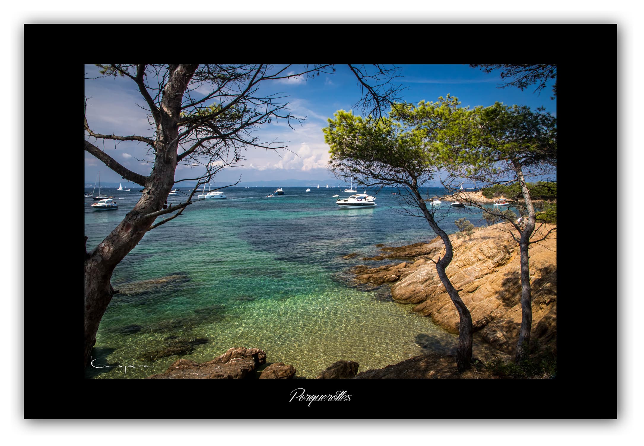 Poster Porquerolles (Var - France). Affiches Formats 30x40 cm, 40x60 cm ou 50x70 cm. Impression sur Papier Photo ou alu-dibond. Décoration murale. Paysage. Pop Color.