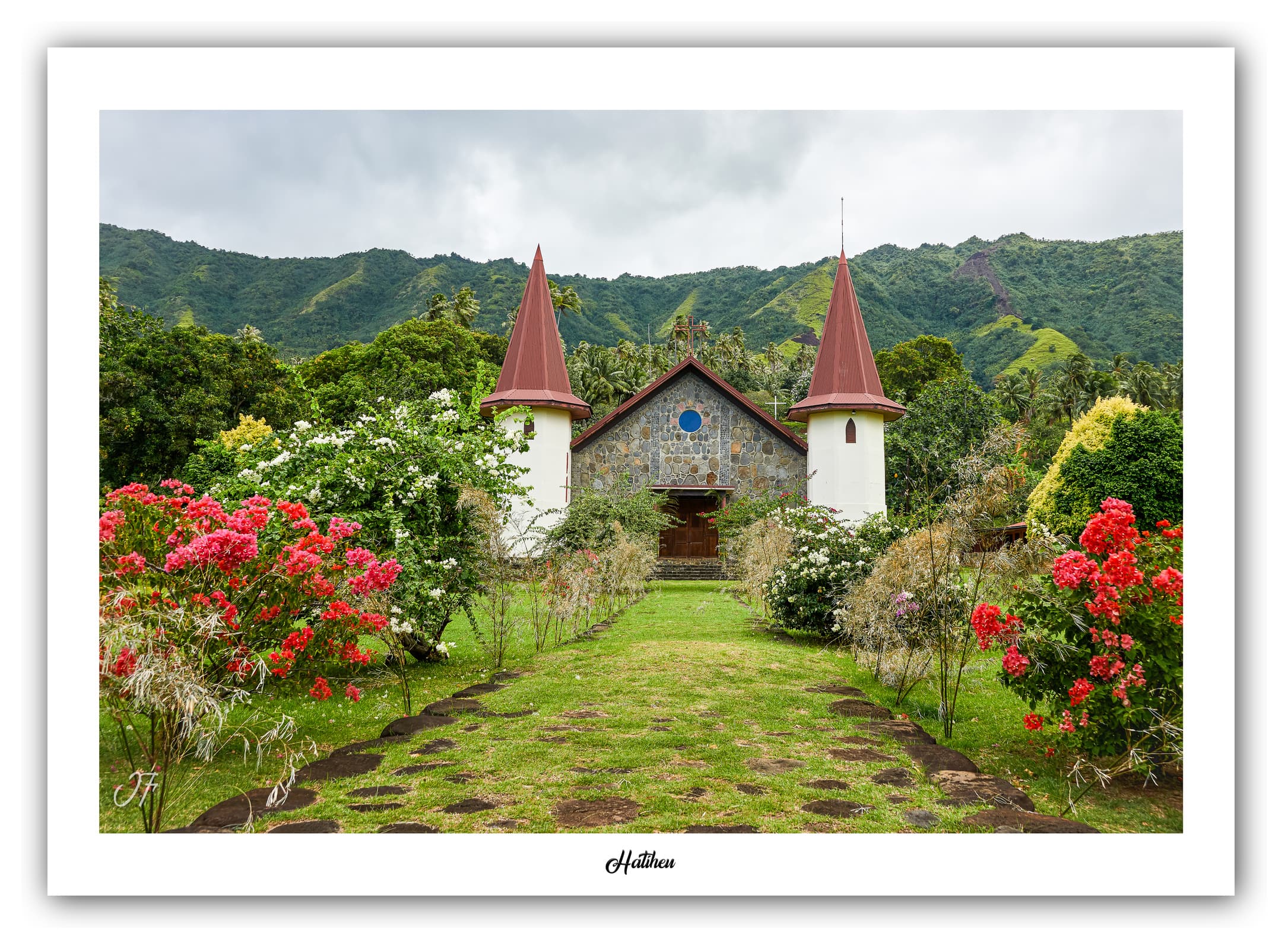 Générique Poster Hatiheu (Polynésie - Océanie). Affiches Formats 30x40cm, 40x60 cm ou 50x70 cm. Impression sur Papier Photo. Décoration murale. Paysage. Océan. Îles.