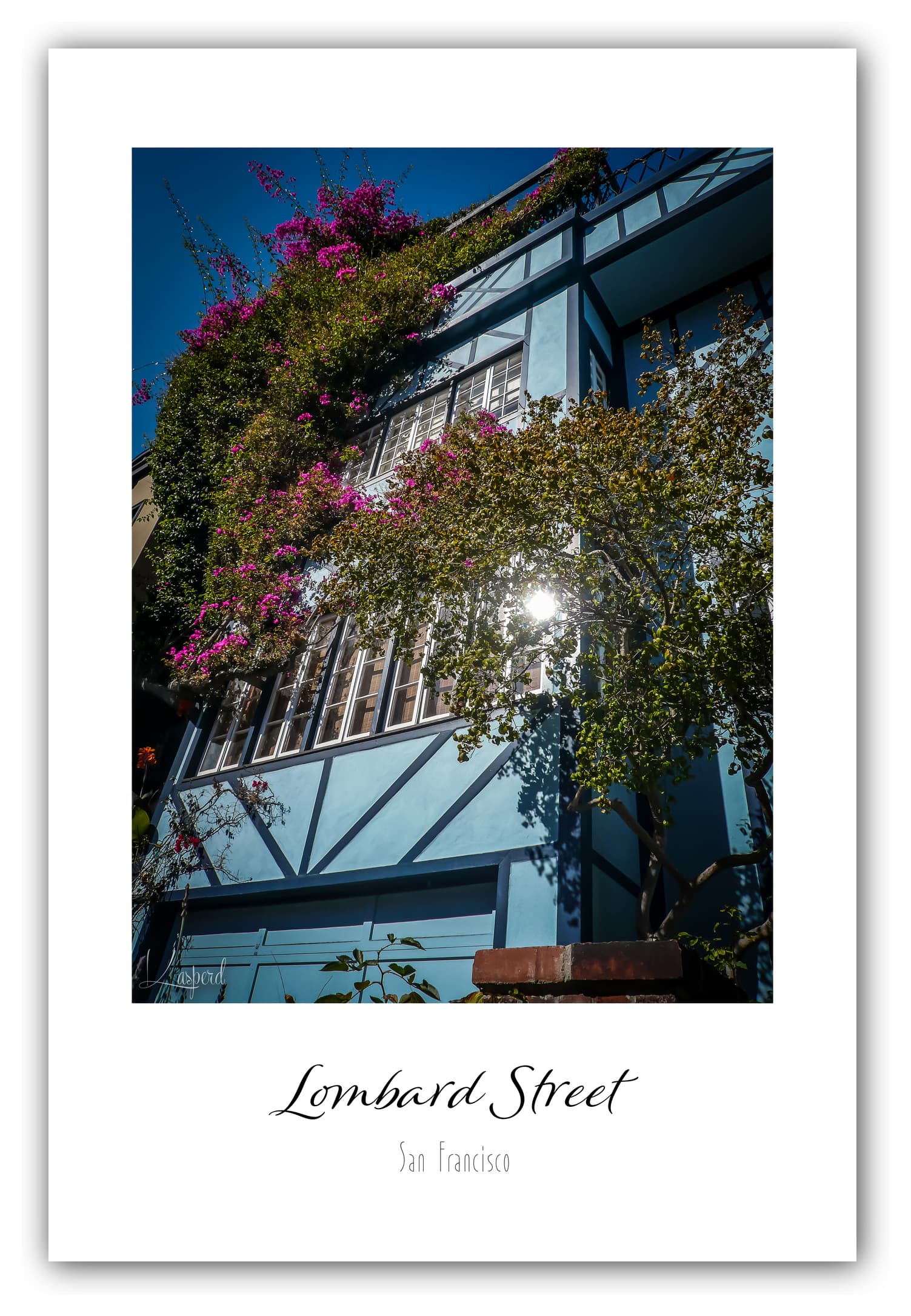 Poster San Francisco - Californie (États-Unis). Affiches Formats 30x40 cm, 40x60 cm ou 50x70 cm. Impression sur Papier Photo. Décoration murale. Architecture. Architecture Victorienne. Lombard Street.