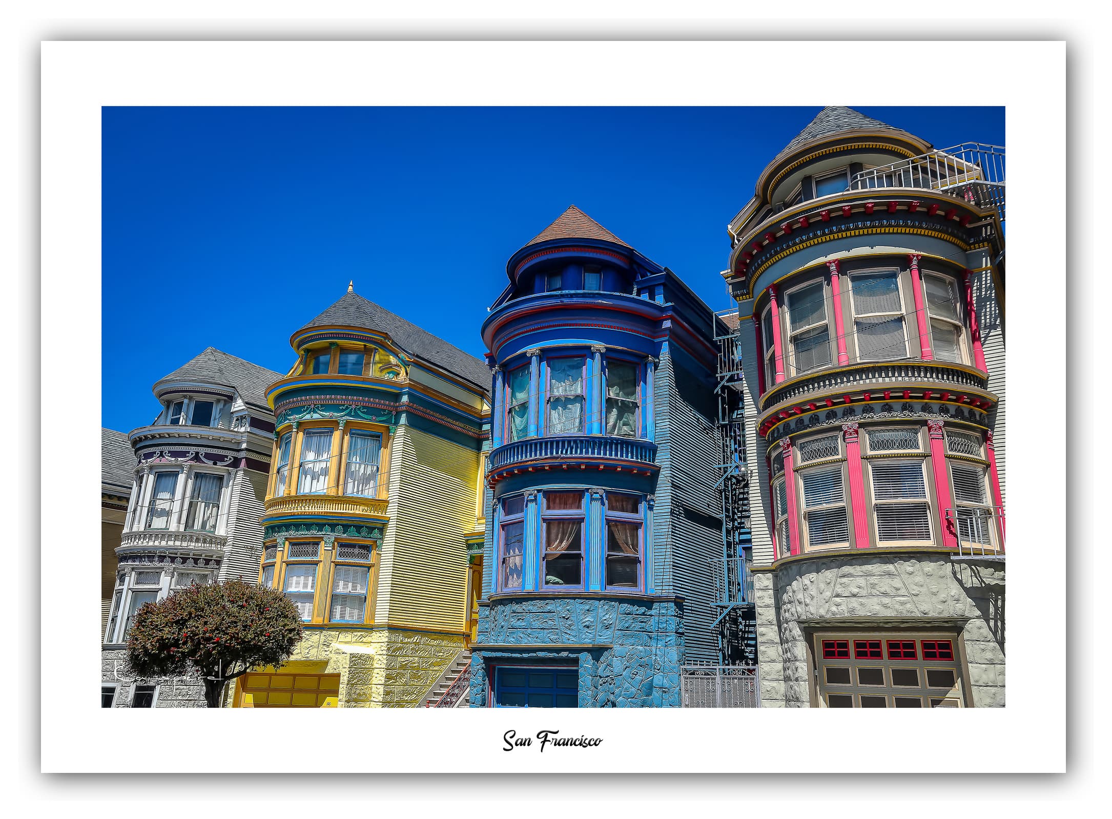 Poster San Francisco - Californie (États-Unis). Affiches Formats 30x40 cm, 40x60 cm ou 50x70 cm. Impression sur Papier Photo. Décoration murale. Architecture Victorienne.