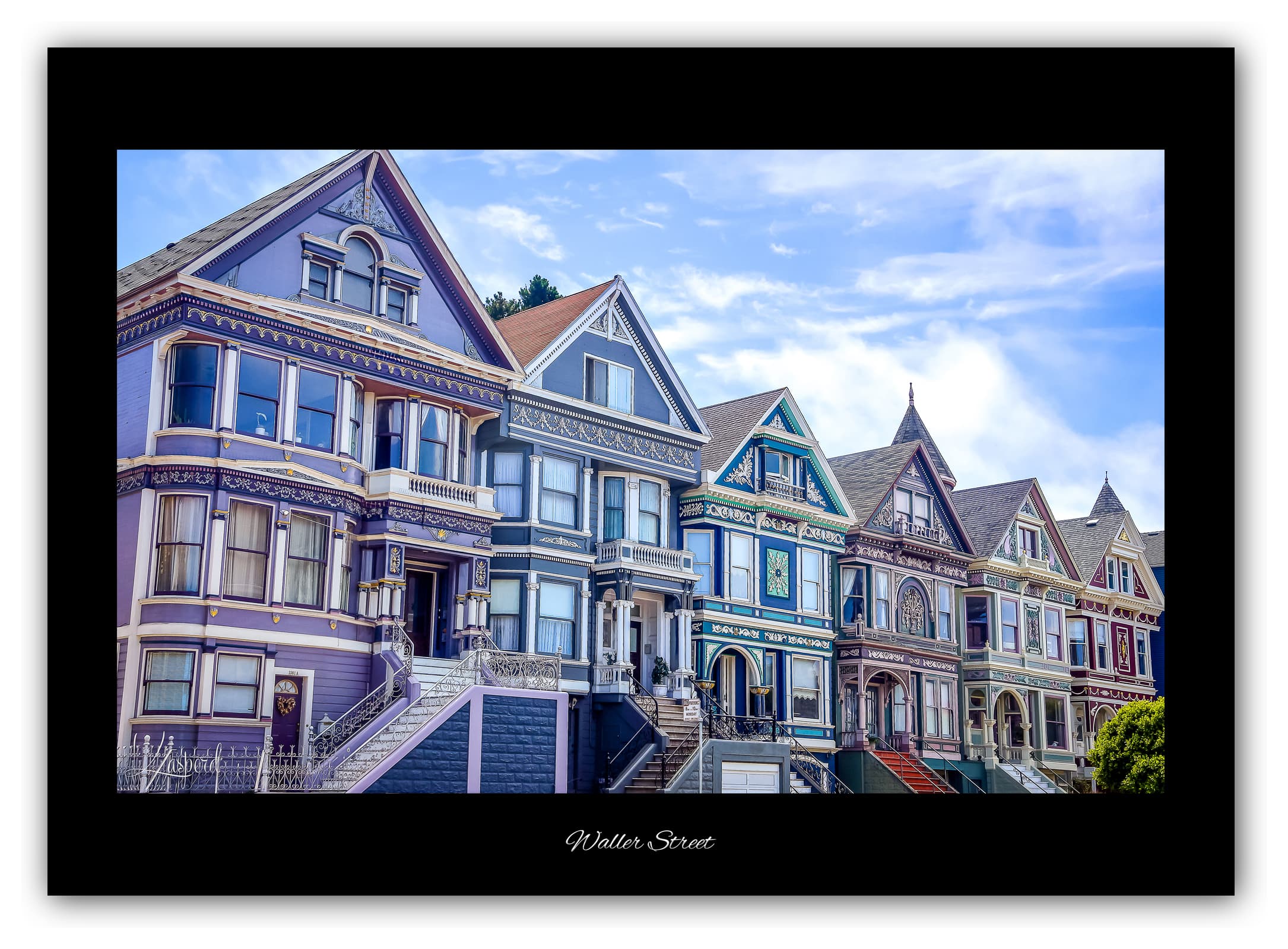 Poster Waller Street à San Francisco - Californie (États-Unis). Affiches Formats 30x40 cm, 40x60 cm ou 50x70 cm. Impression sur Papier Photo. Décoration murale. Architecture. Architecture Victorienne.