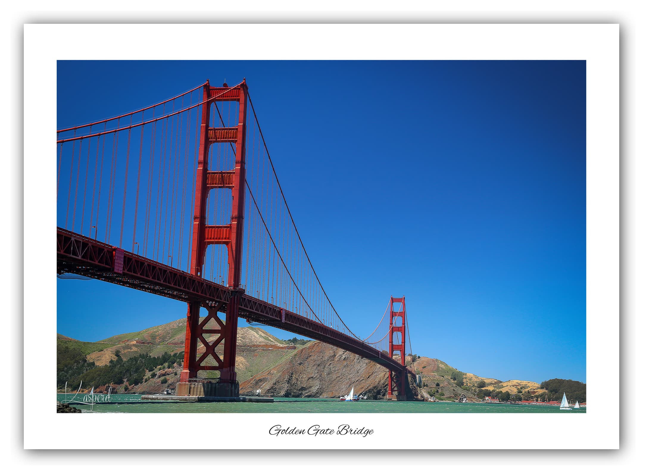 Poster Golden Gate Bridge - San Francisco (États-Unis). Affiches Formats 30x40 cm, 40x60 cm ou 50x70 cm. Impression sur Papier Photo. Décoration murale. Architecture.
