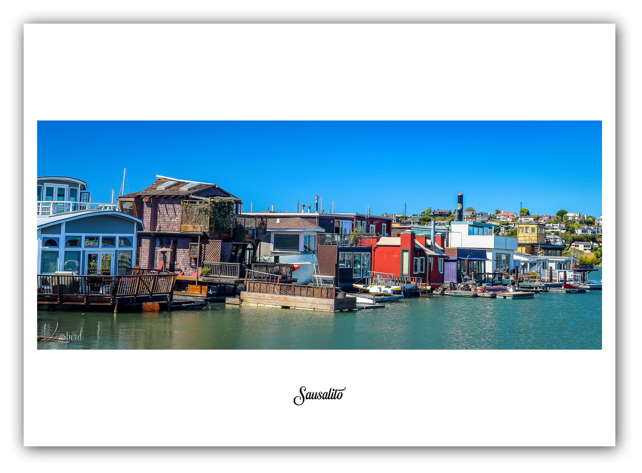 Poster Sausalito - Californie (États-Unis). Affiches Formats 30x40 cm, 40x60 cm ou 50x70 cm. Impression sur Papier Photo. Décoration murale. Paysage. San Francisco.