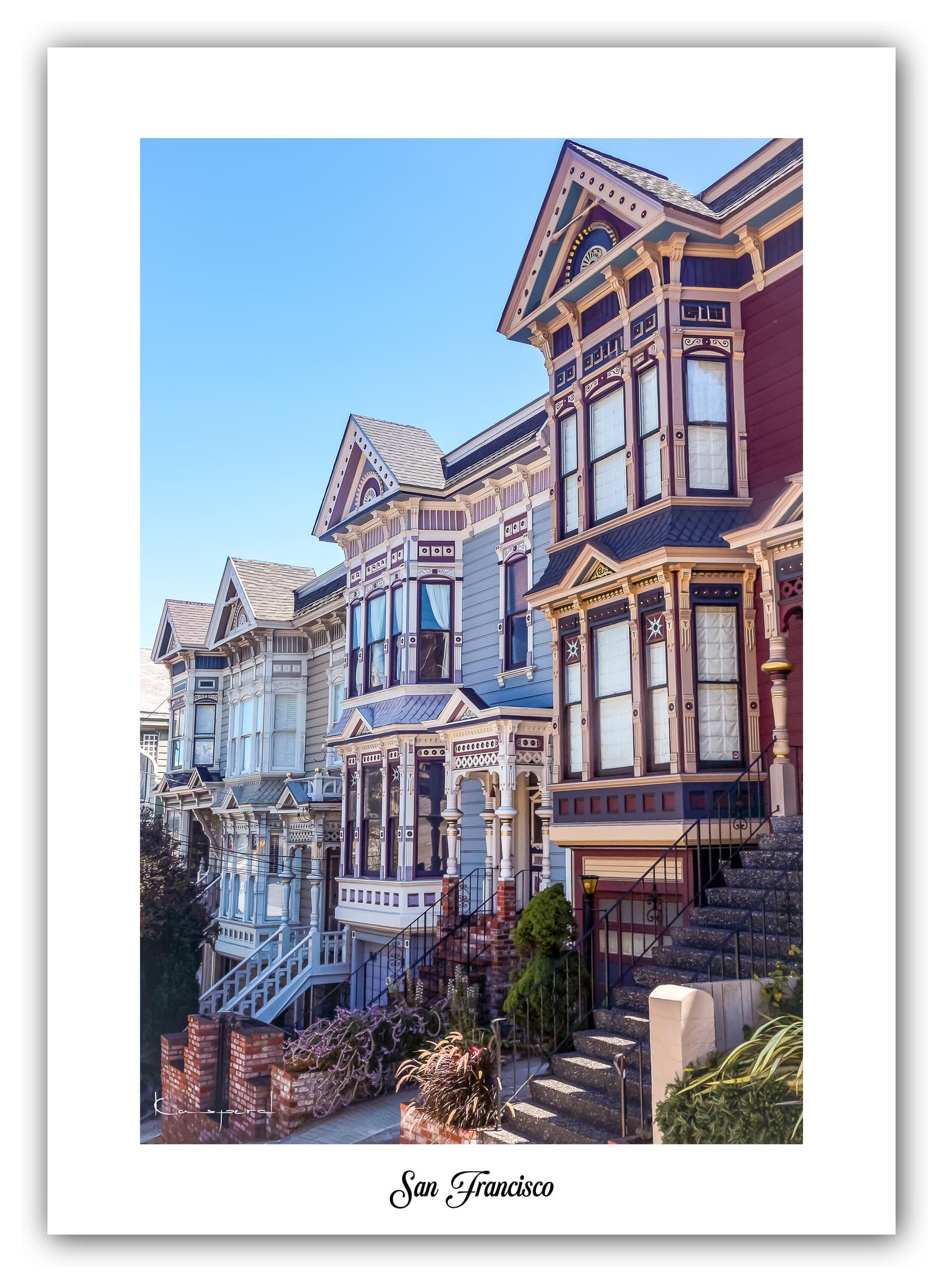 Poster Castro à San Francisco - Californie (États-Unis). Affiches Formats 30x40 cm, 40x60 cm ou 50x70 cm. Impression sur Papier Photo. Décoration murale. Architecture Victorienne.
