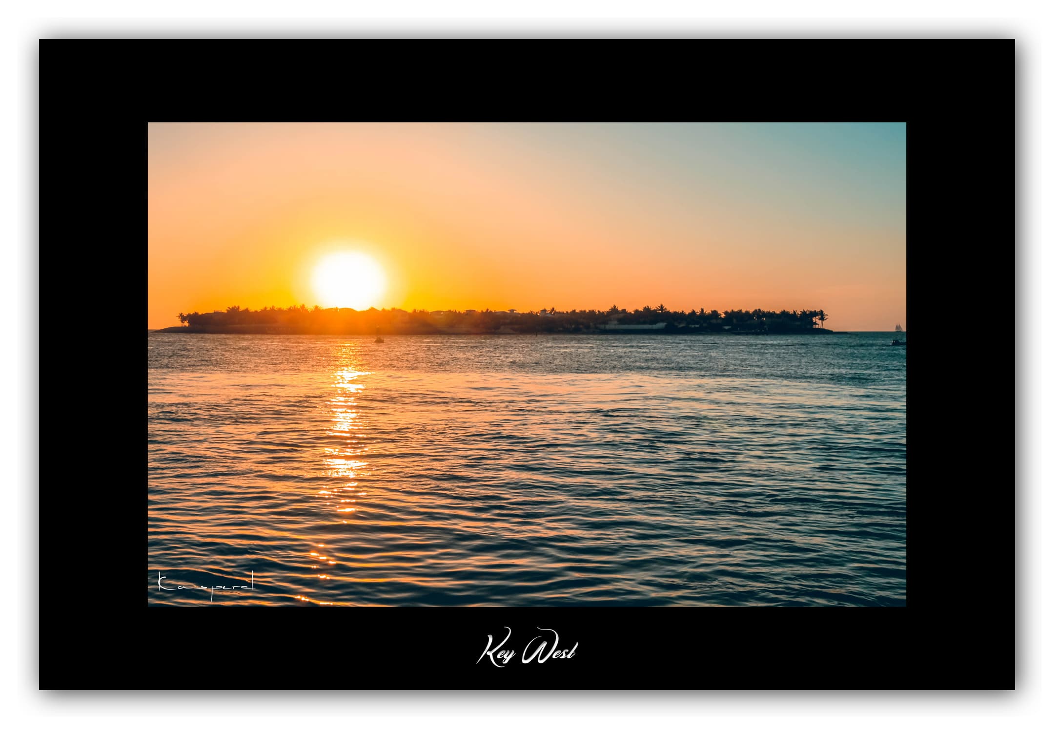 Poster Key West - Floride (États-Unis). Affiches Formats 30x40 cm, 40x60 cm ou 50x70cm. Impression sur Papier Photo. Décoration murale. Ville. Paysage. Coucher de Soleil. Sunrise. Mer.