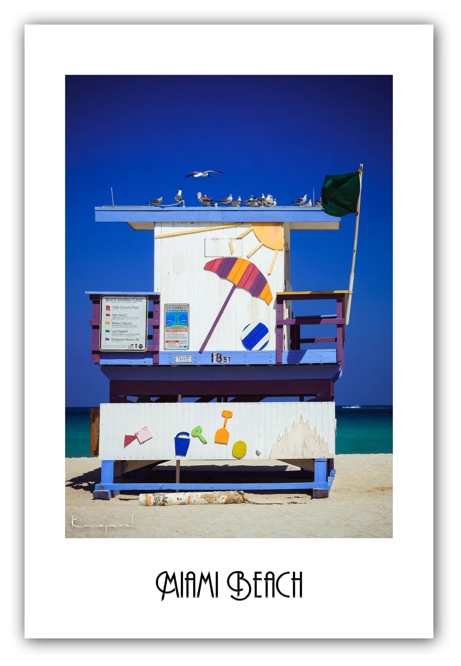 Poster Miami - Floride (États-Unis). Affiches Formats 30x40 cm, 40x60 cm ou 50x70cm. Impression sur Papier Photo. Décoration murale. Ville. Paysage. Coucher de Soleil. Sunrise. Mer.