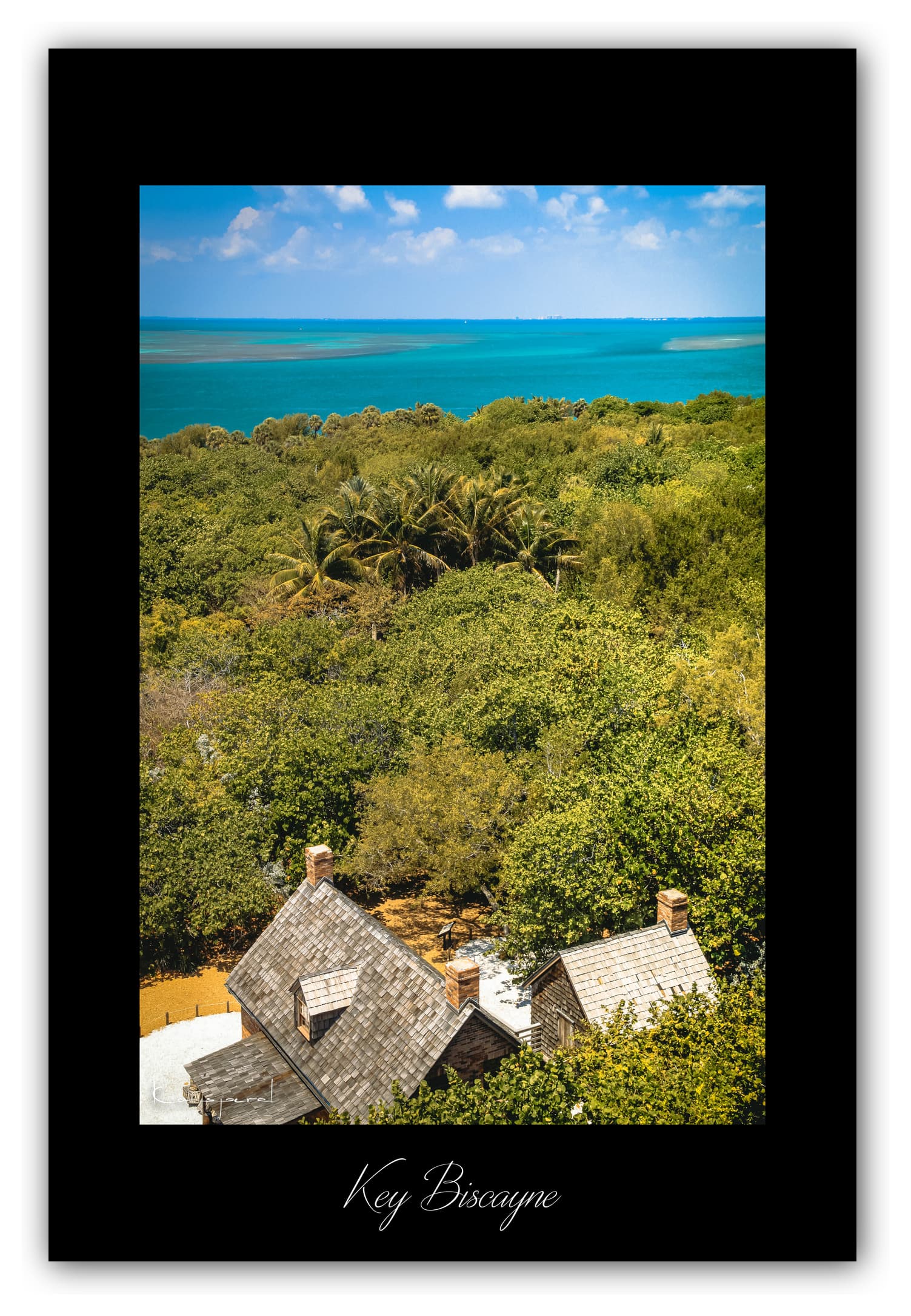 Poster Key Biscayne - Floride (États-Unis). Affiches Formats 30x40 cm, 40x60 cm ou 50x70cm. Impression sur Papier Photo. Décoration murale. Ville. Paysage. Coucher de Soleil. Sunrise. Mer.
