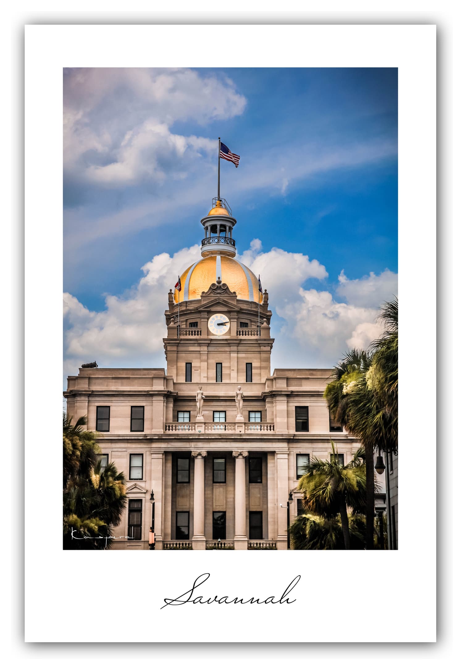 Poster Savannah (Georgie - États-Unis). Affiches Formats 30x40 cm, 40x60 cm ou 50x70 cm. Impression sur Papier Photo. Décoration murale. Architecture. USA.
