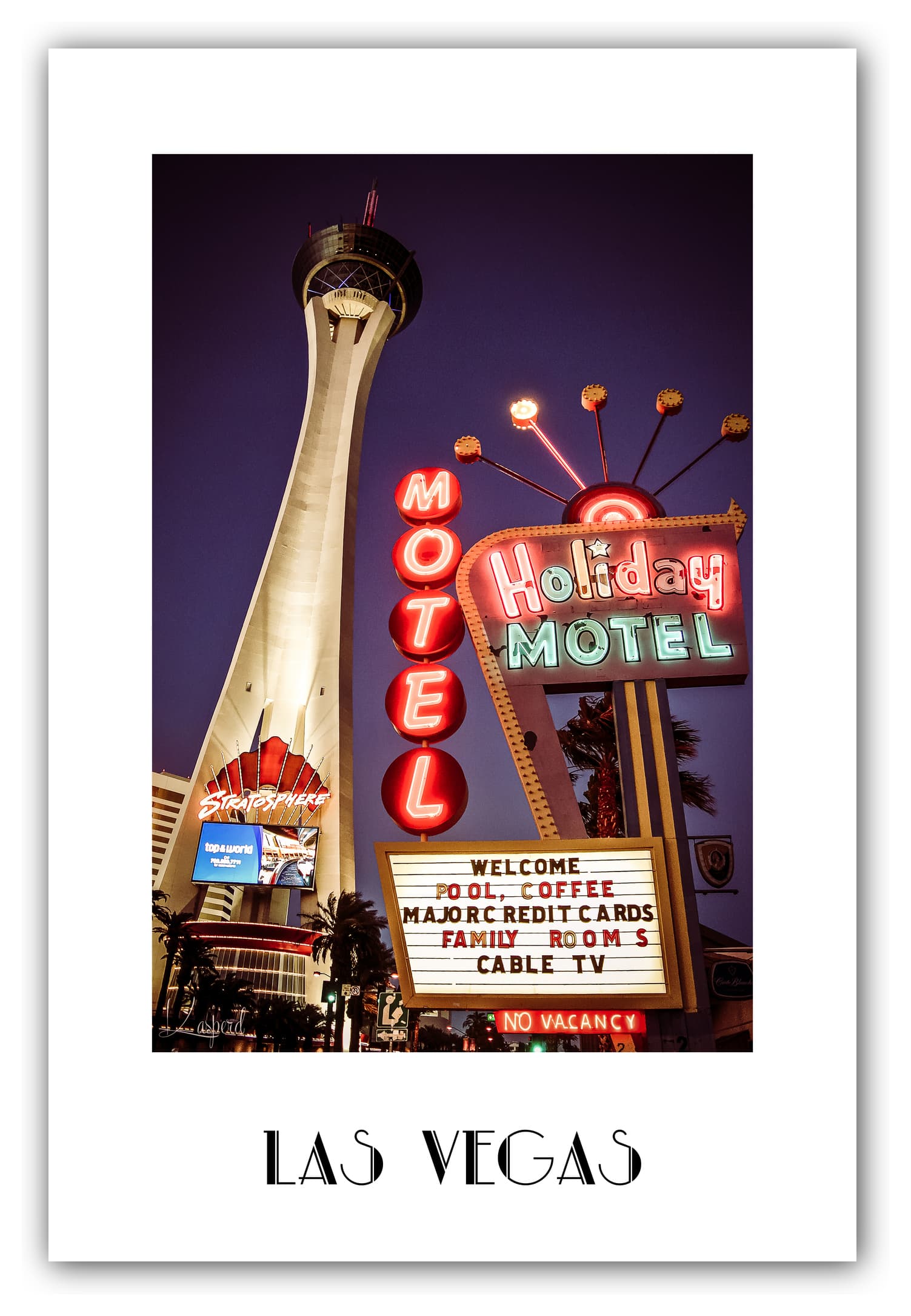 Poster Las Vegas - Nevada (États-Unis). Affiches Formats 30x40 cm, 40x60 cm ou 50x70 cm. Impression sur Papier Photo. Décoration murale. Architecture. Stratosphère.