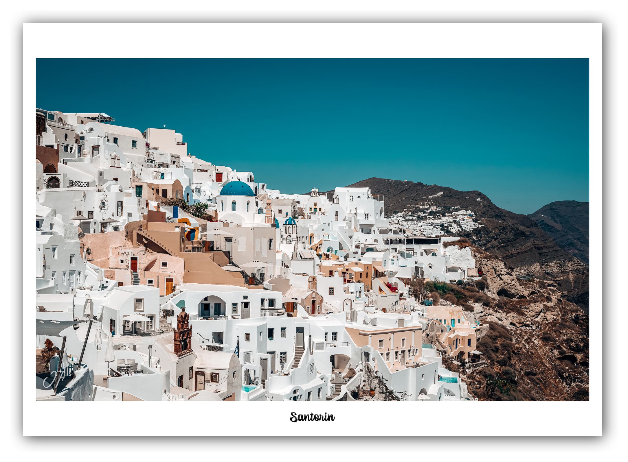 Générique Poster Oia (Santorin - Grèce). Affiches Formats 30x40cm, 40x60 cm ou 50x70 cm. Impression sur Papier Photo. Décoration murale. Architecture. Mer.