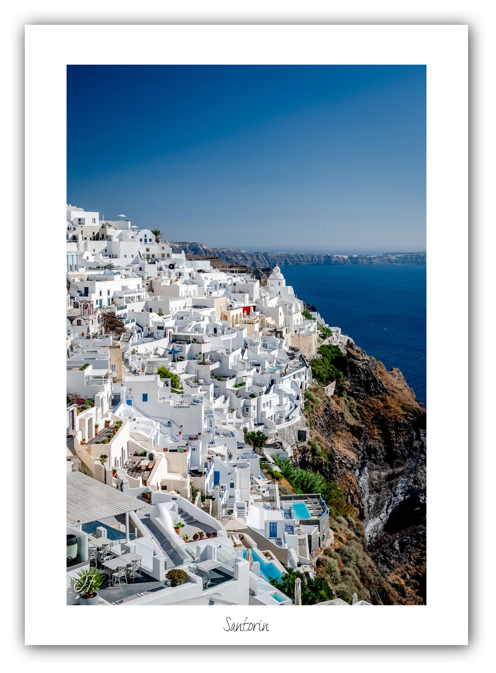 Générique Poster Oia (Santorin - Grèce). Affiches Formats 30x40cm, 40x60 cm ou 50x70 cm. Impression sur Papier Photo. Décoration murale. Architecture. Mer.