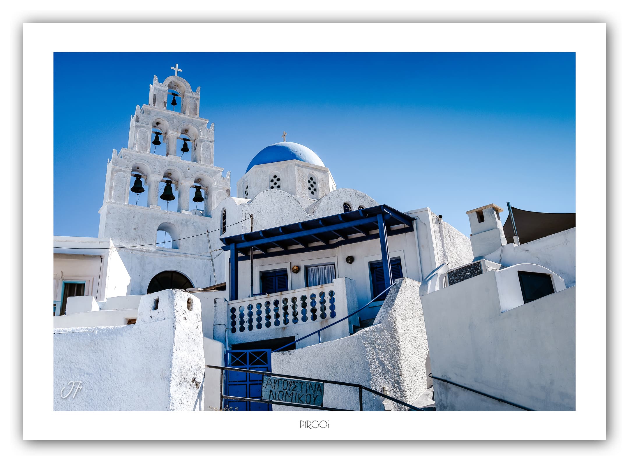 Générique Poster Eglise Agia Theodossia (Santorin - Grèce). Affiches Formats 30x40cm, 40x60 cm ou 50x70 cm. Impression sur Papier Photo. Décoration murale. Architecture. Mer.