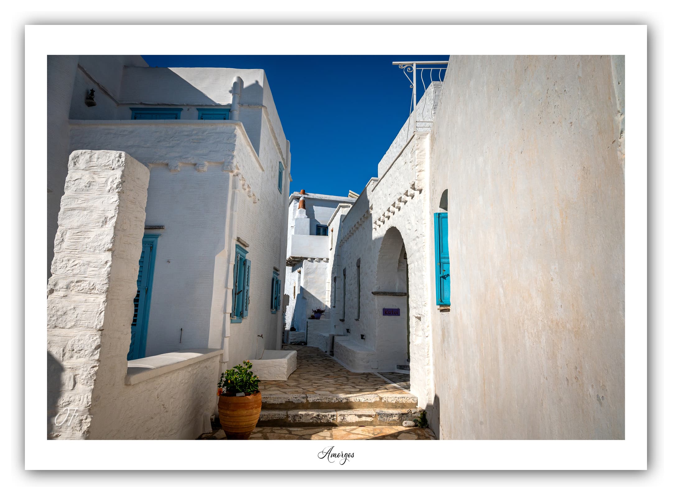 Générique Poster Chora (Amorgos - Grèce). Affiches Formats 30x40cm, 40x60 cm ou 50x70 cm. Impression sur Papier Photo. Décoration murale. Architecture. Mer.