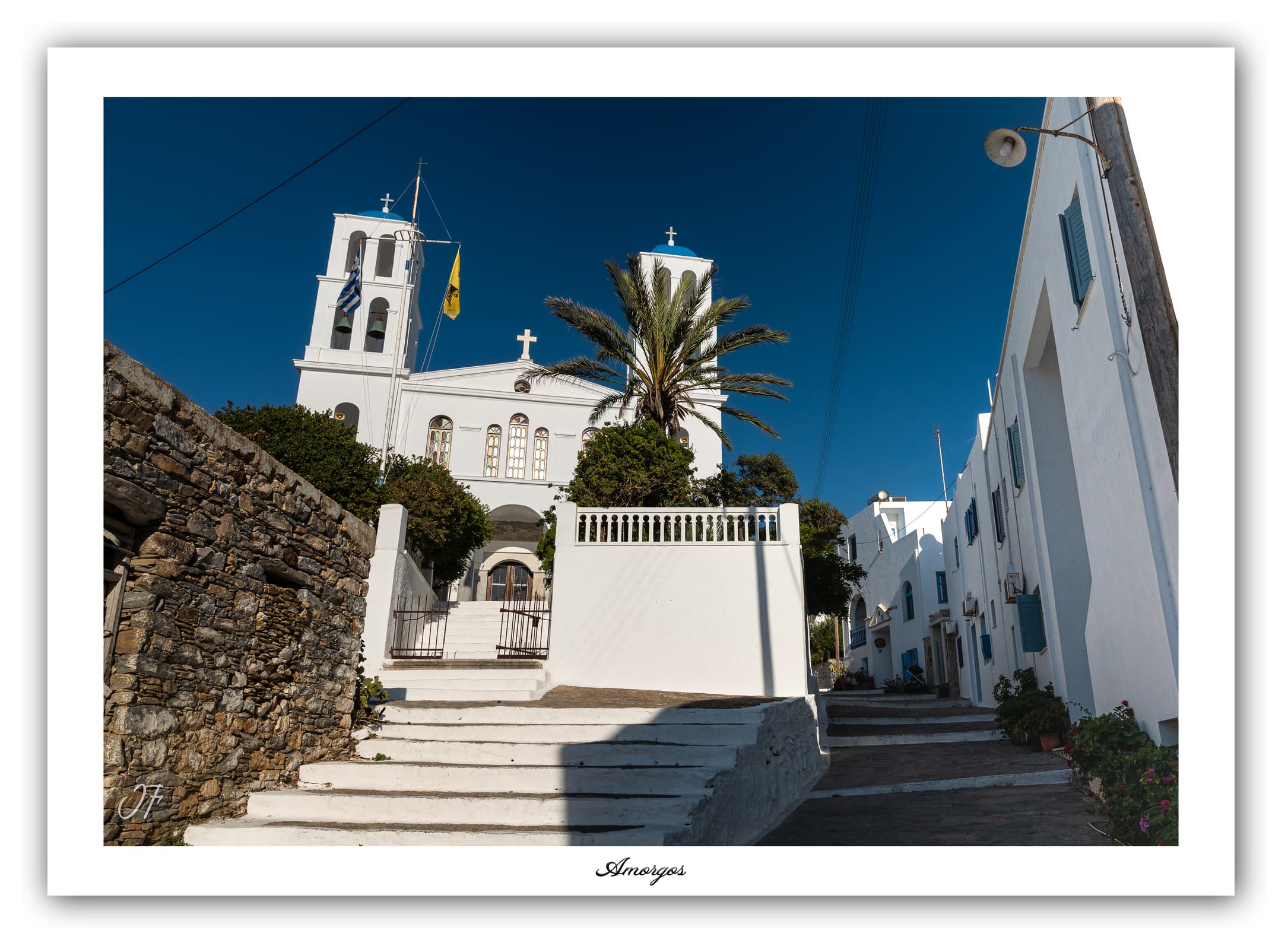 Générique Poster Chora (Amorgos - Grèce). Affiches Formats 30x40cm, 40x60 cm ou 50x70 cm. Impression sur Papier Photo. Décoration murale. Architecture. Mer.