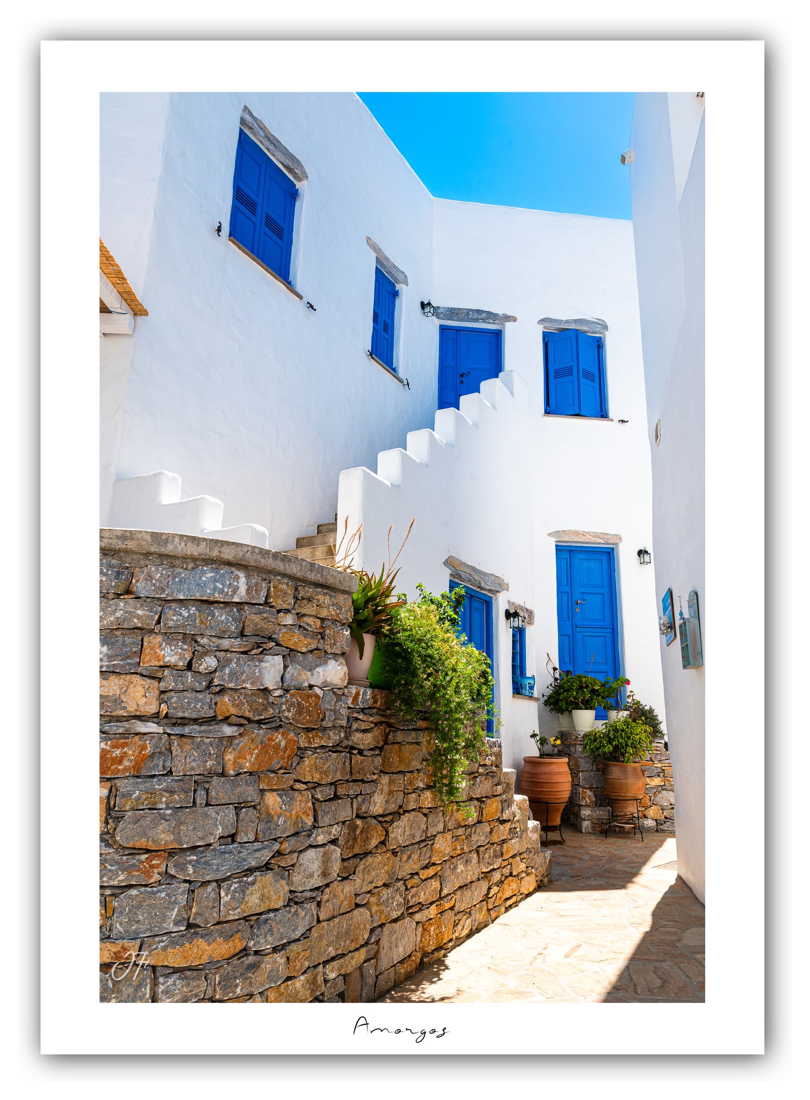 Générique Poster Chora (Amorgos - Grèce). Affiches Formats 30x40cm, 40x60 cm ou 50x70 cm. Impression sur Papier Photo. Décoration murale. Architecture. Mer.
