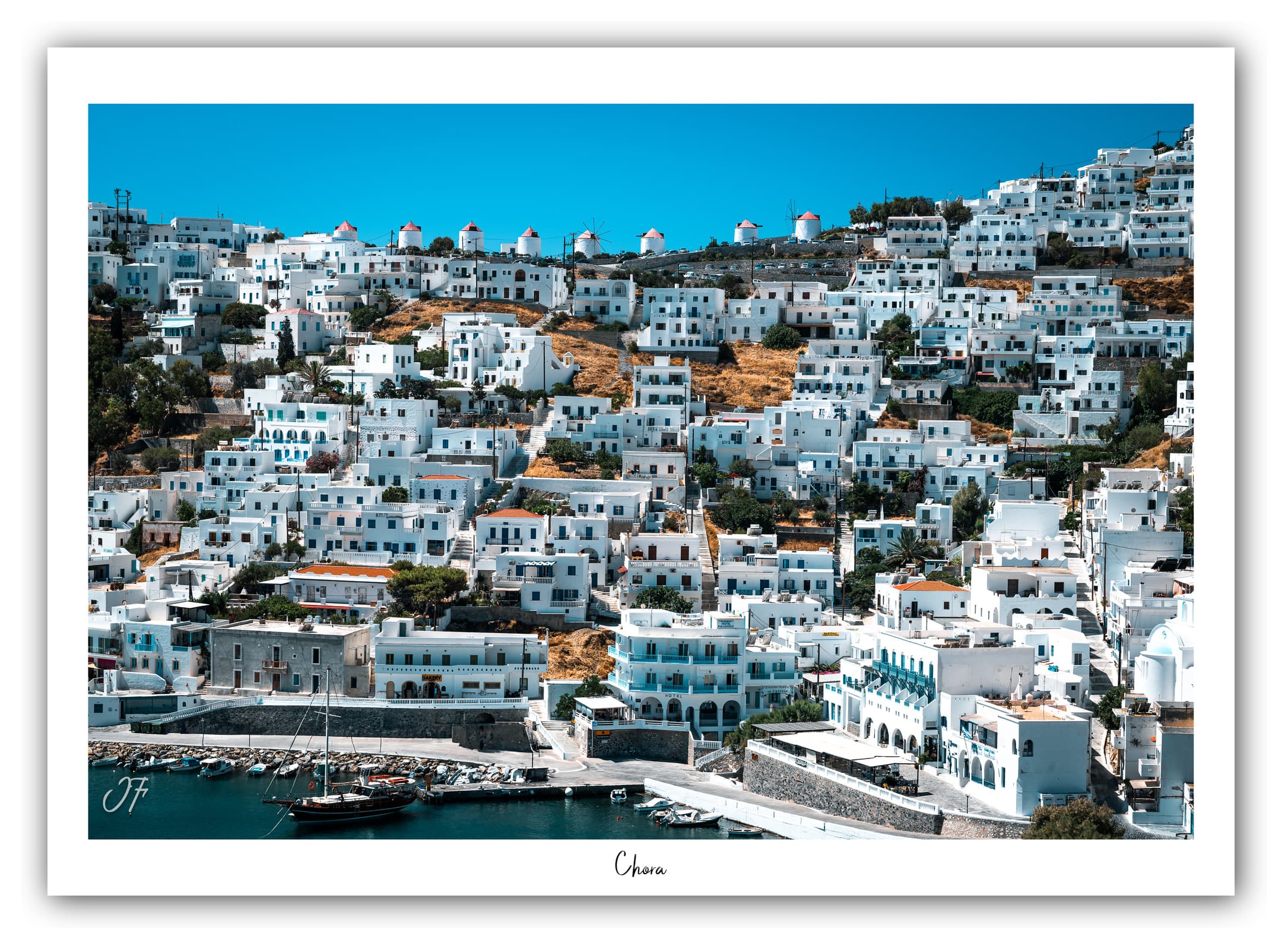 Générique Poster Chora à Astypalea (Grèce). Affiches Formats 30x40cm, 40x60 cm ou 50x70 cm. Impression sur Papier Photo. Décoration murale. Architecture. Mer.