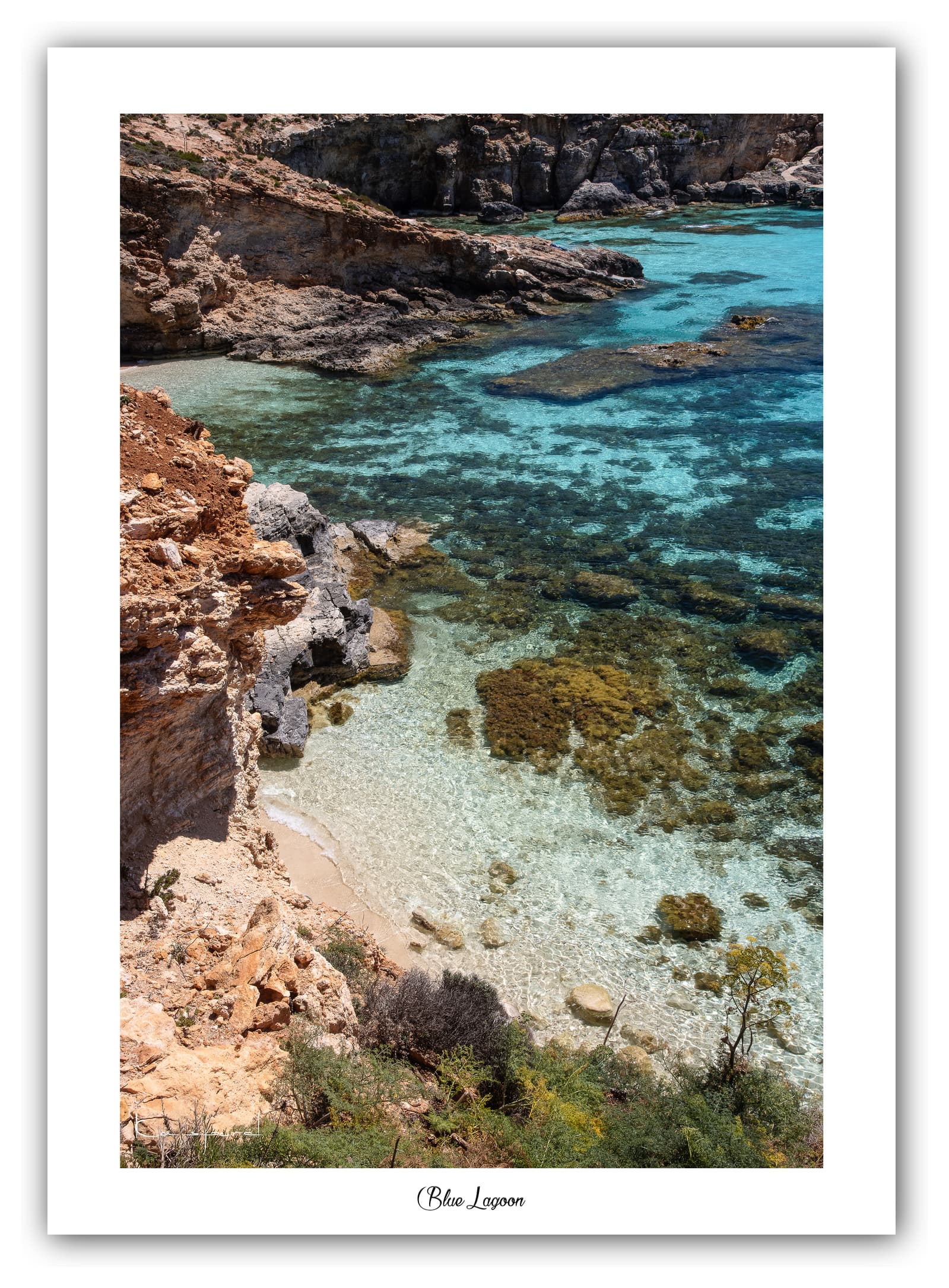 Générique Poster Blue Lagoon (Malte). Affiches Formats 30x40cm, 40x60 cm ou 50x70 cm. Impression sur Papier Photo. Décoration murale. Paysage. Mer. Îles.