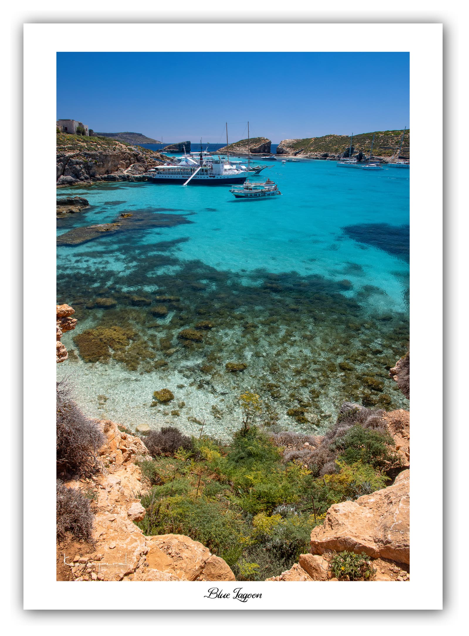 Générique Poster Blue Lagoon (Malte). Affiches Formats 30x40cm, 40x60 cm ou 50x70 cm. Impression sur Papier Photo. Décoration murale. Paysage. Mer. Îles.