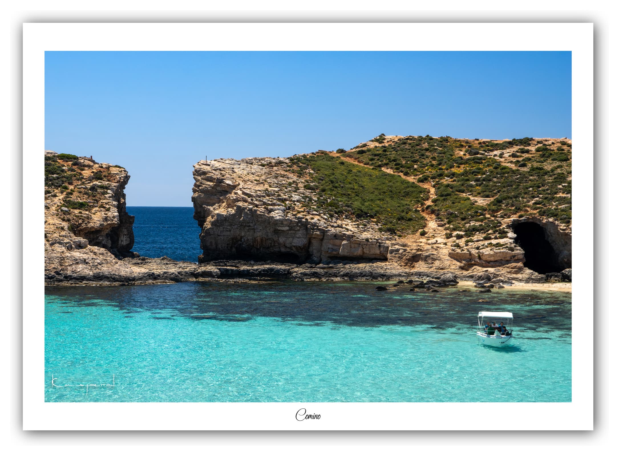 Générique Poster Blue Lagoon (Malte). Affiches Formats 30x40cm, 40x60 cm ou 50x70 cm. Impression sur Papier Photo. Décoration murale. Paysage. Mer. Îles.