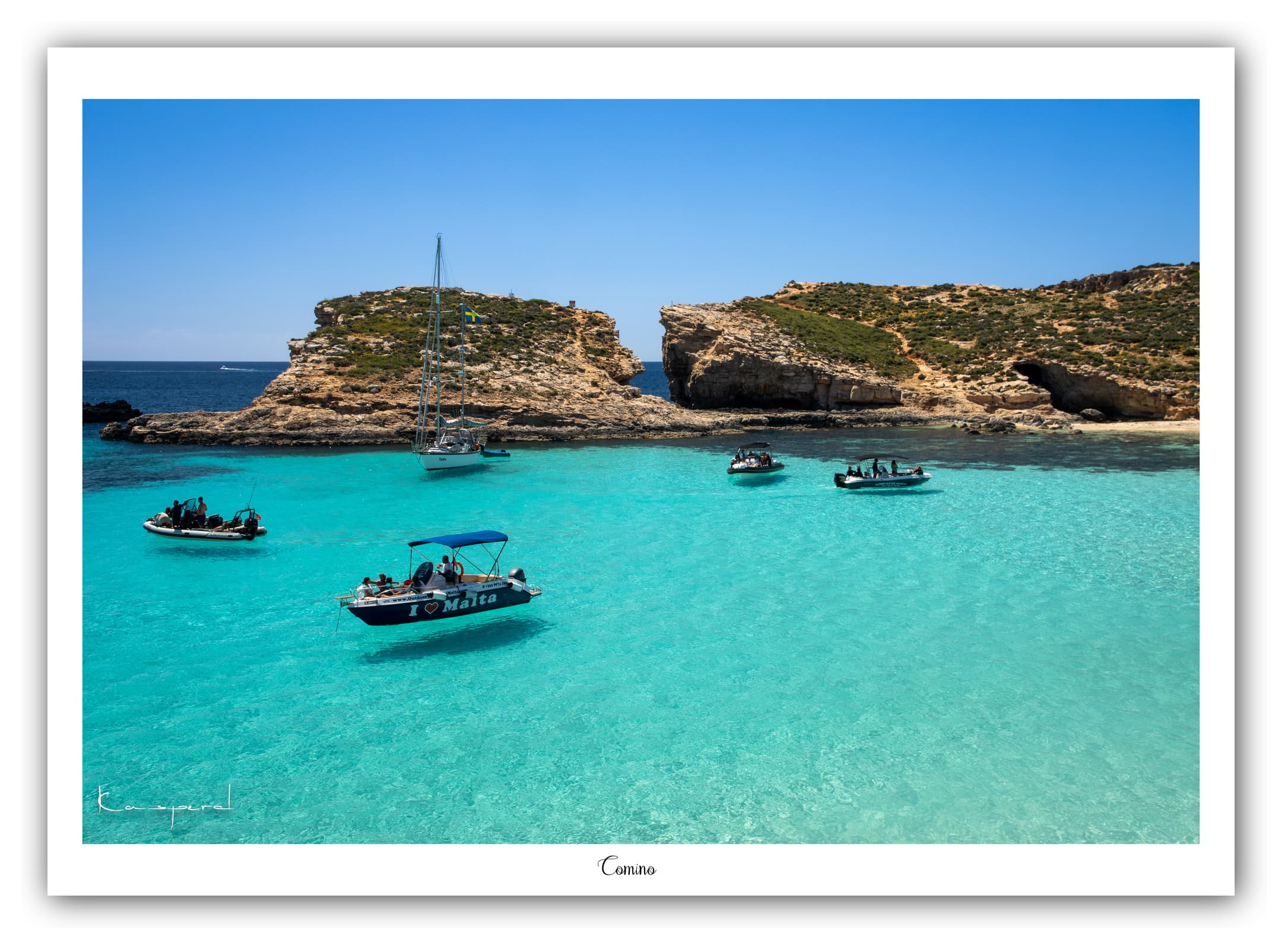 Générique Poster Blue Lagoon (Malte). Affiches Formats 30x40cm, 40x60 cm ou 50x70 cm. Impression sur Papier Photo. Décoration murale. Paysage. Mer. Îles.