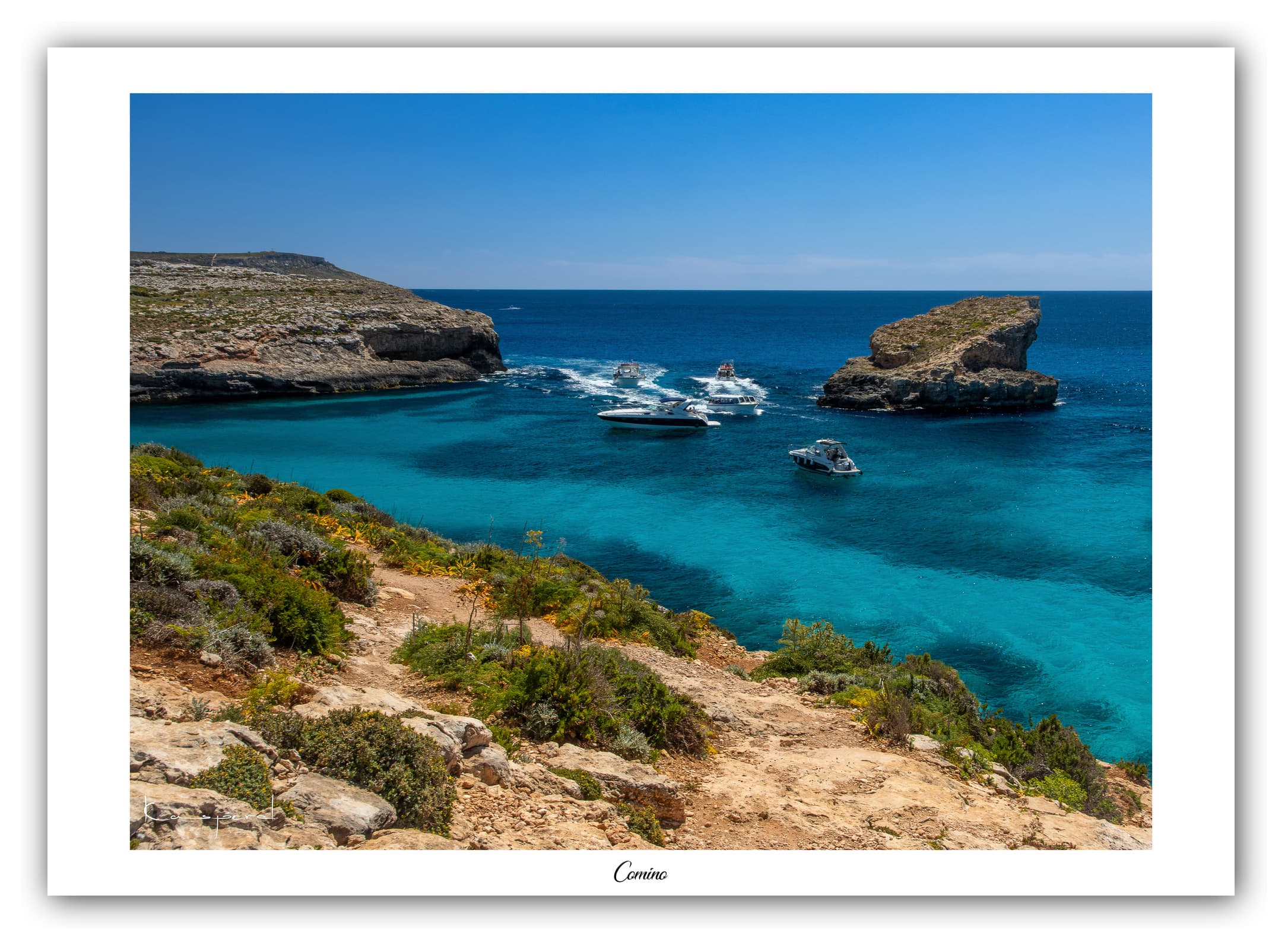 Générique Poster Blue Lagoon (Malte). Affiches Formats 30x40cm, 40x60 cm ou 50x70 cm. Impression sur Papier Photo. Décoration murale. Paysage. Mer. Îles.