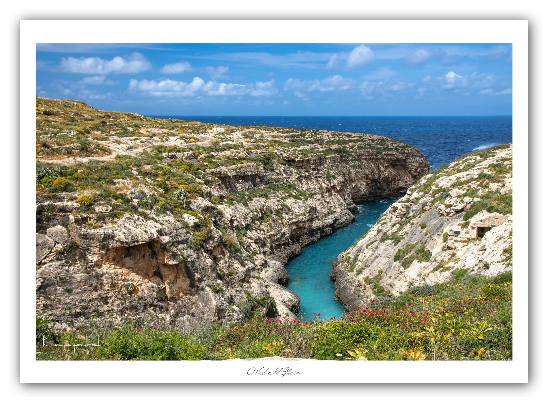 Générique Poster Wied Il-Ghasri (Gozo). Affiches Formats 30x40cm, 40x60 cm ou 50x70 cm. Impression sur Papier Photo. Décoration murale. Paysage. Mer. Îles.