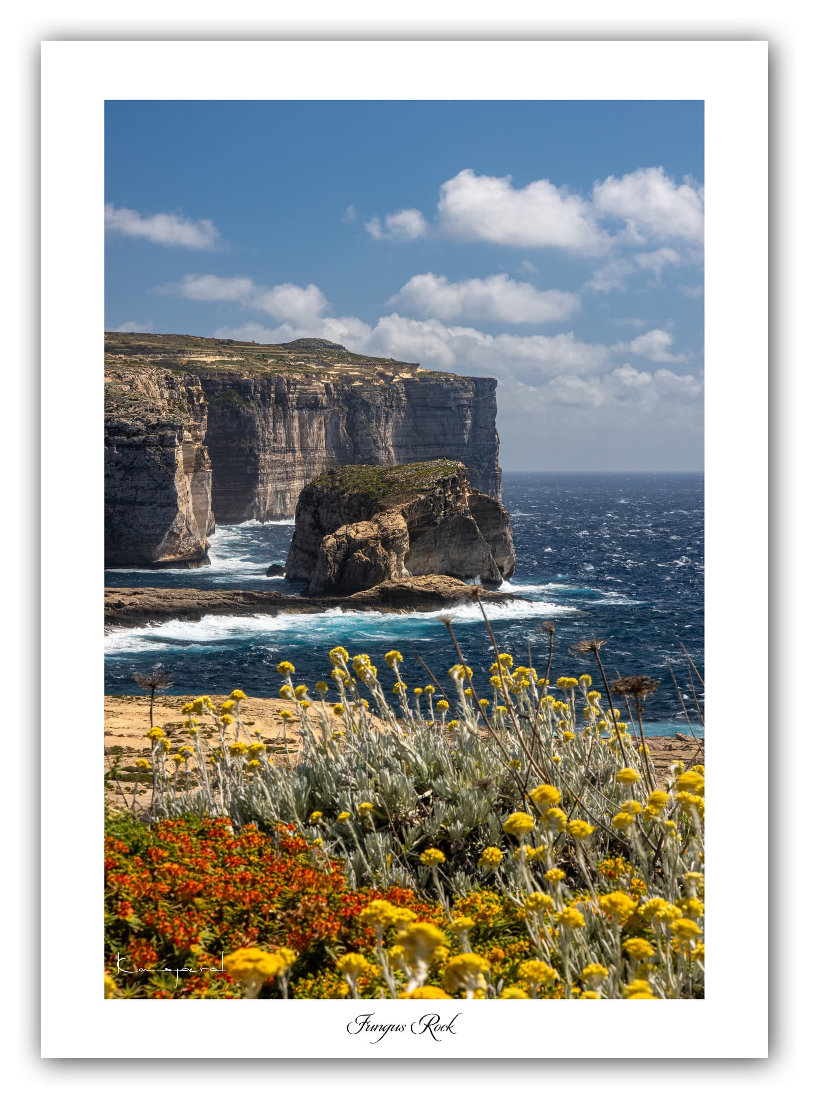 Générique Poster Fungus Rock - Gozo (Malte). Affiches Formats 30x40cm, 40x60 cm ou 50x70 cm. Impression sur Papier Photo. Décoration murale. Paysage. Mer. Îles.