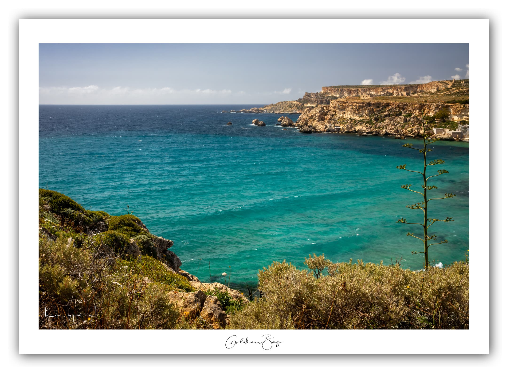 Générique Poster Golden Bay (Malte), Affiche Formats 30x40cm, 40x60cm ou 50x70cm, Impression sur Papier Photo, Décoration Murale, Paysage, Mer, Îles