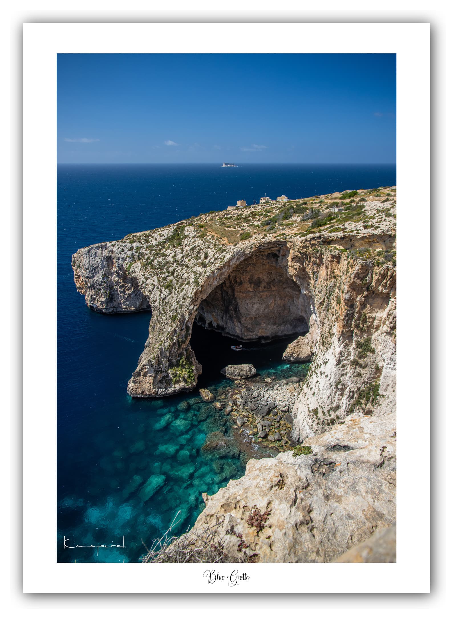 Générique Poster Blue Grotto (Malte). Affiches Formats 30x40cm, 40x60 cm ou 50x70 cm. Impression sur Papier Photo. Décoration murale. Paysage. Mer. Île.