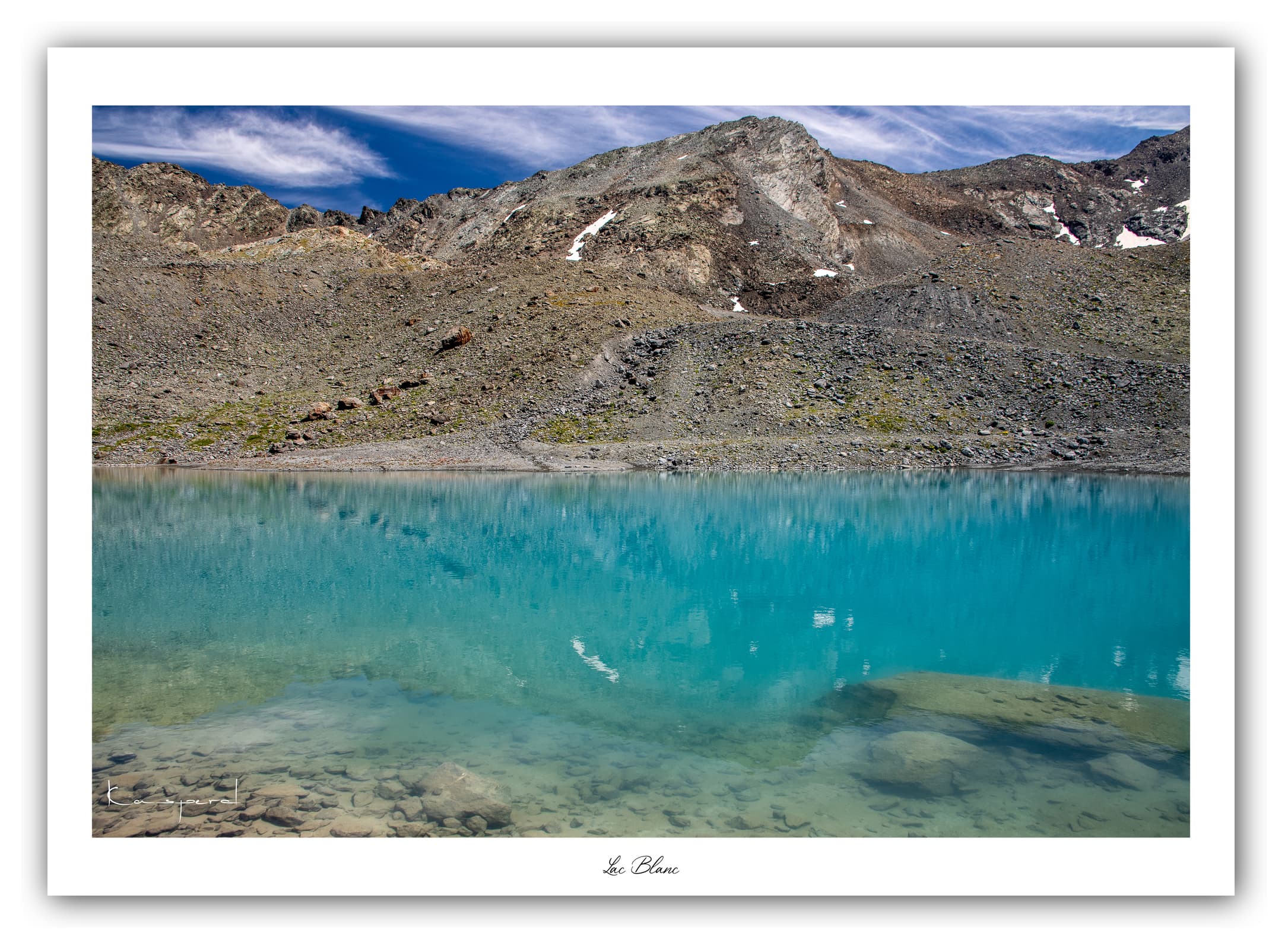 Générique Poster Le Lac Blanc (Val Thorens - Savoie). Affiches Formats 30x40cm, 40x60 cm ou 50x70 cm. Impression sur Papier Photo. Décoration murale. Lac. Montagne.