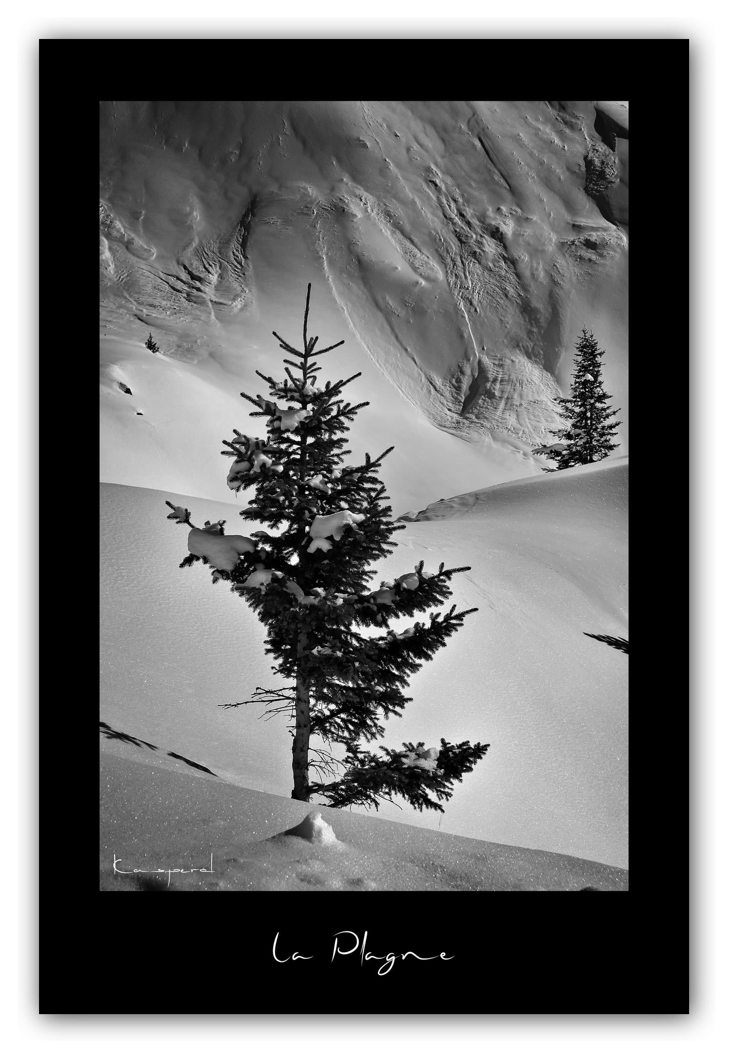 Poster Paysage d'Hiver en Savoie - Les Alpes (France). Affiches Formats 30x40 cm, 40x60 cm ou 50x70 cm. Impression sur Papier Photo. Décoration murale. Paysage Montagne. Noir et Blanc.