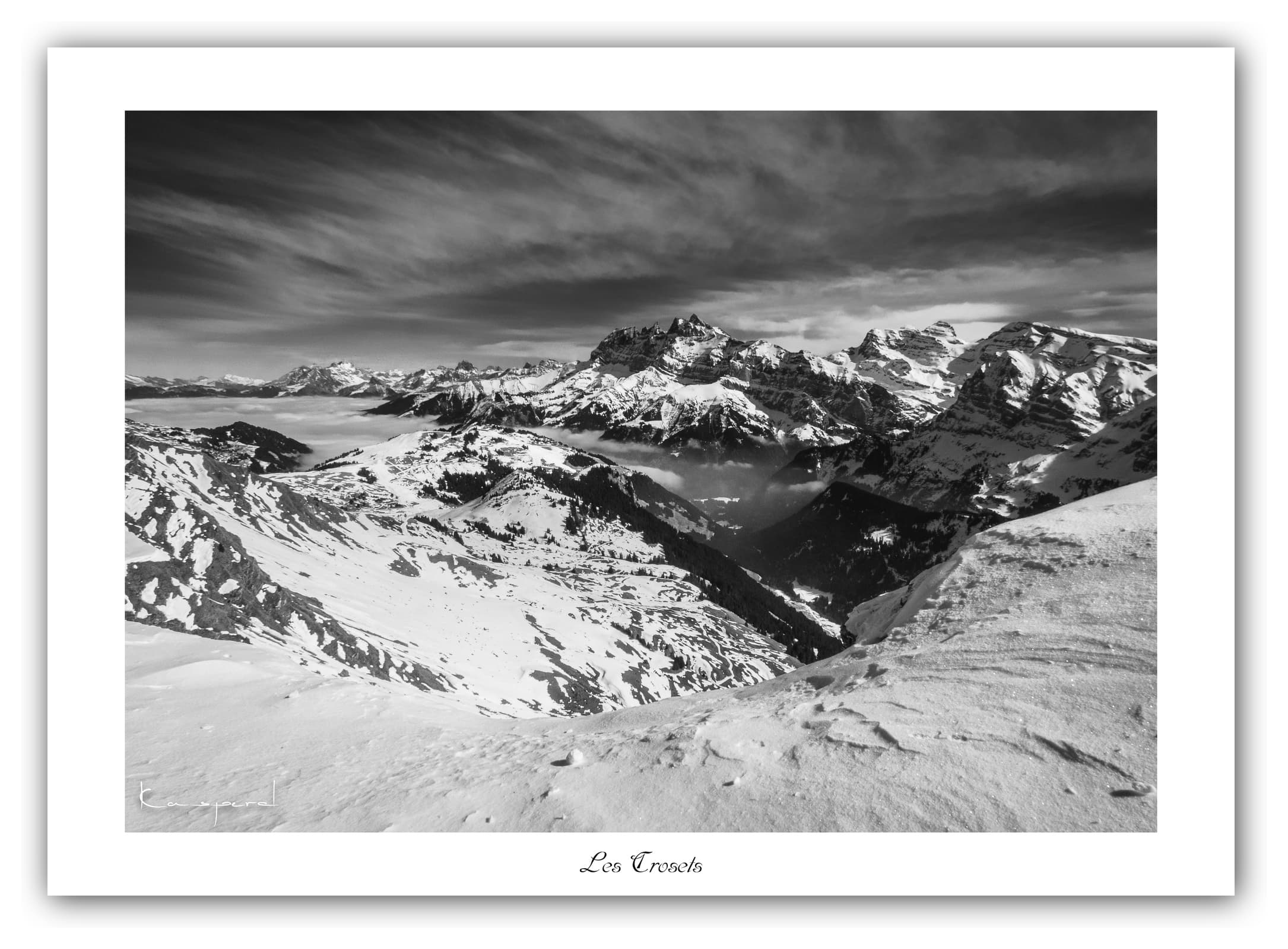 Poster Les Crosets - Valais (Suisse). Affiches Formats 30x40 cm, 40x60 cm ou 50x70 cm. Impression sur Papier Photo. Décoration murale. Nature. Paysage. Panorama. Montagne. Noir et Blanc.