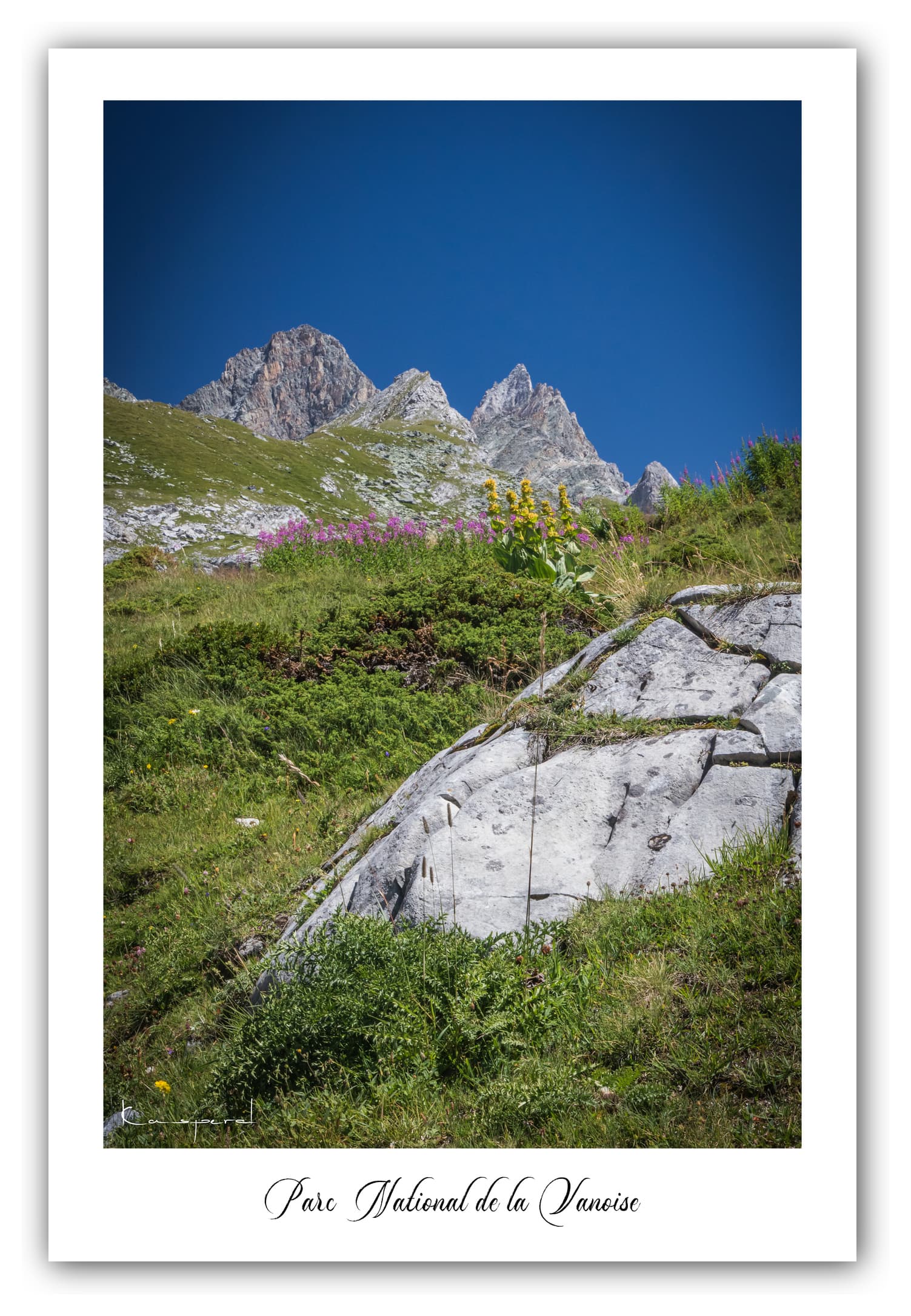 Poster Pralognan la Vanoise - Savoie (Les Alpes - France). Affiches Formats 30x40 cm, 40x60 cm ou 50x70 cm. Impression sur Papier Photo. Décoration murale. Paysage montagne. Eté.