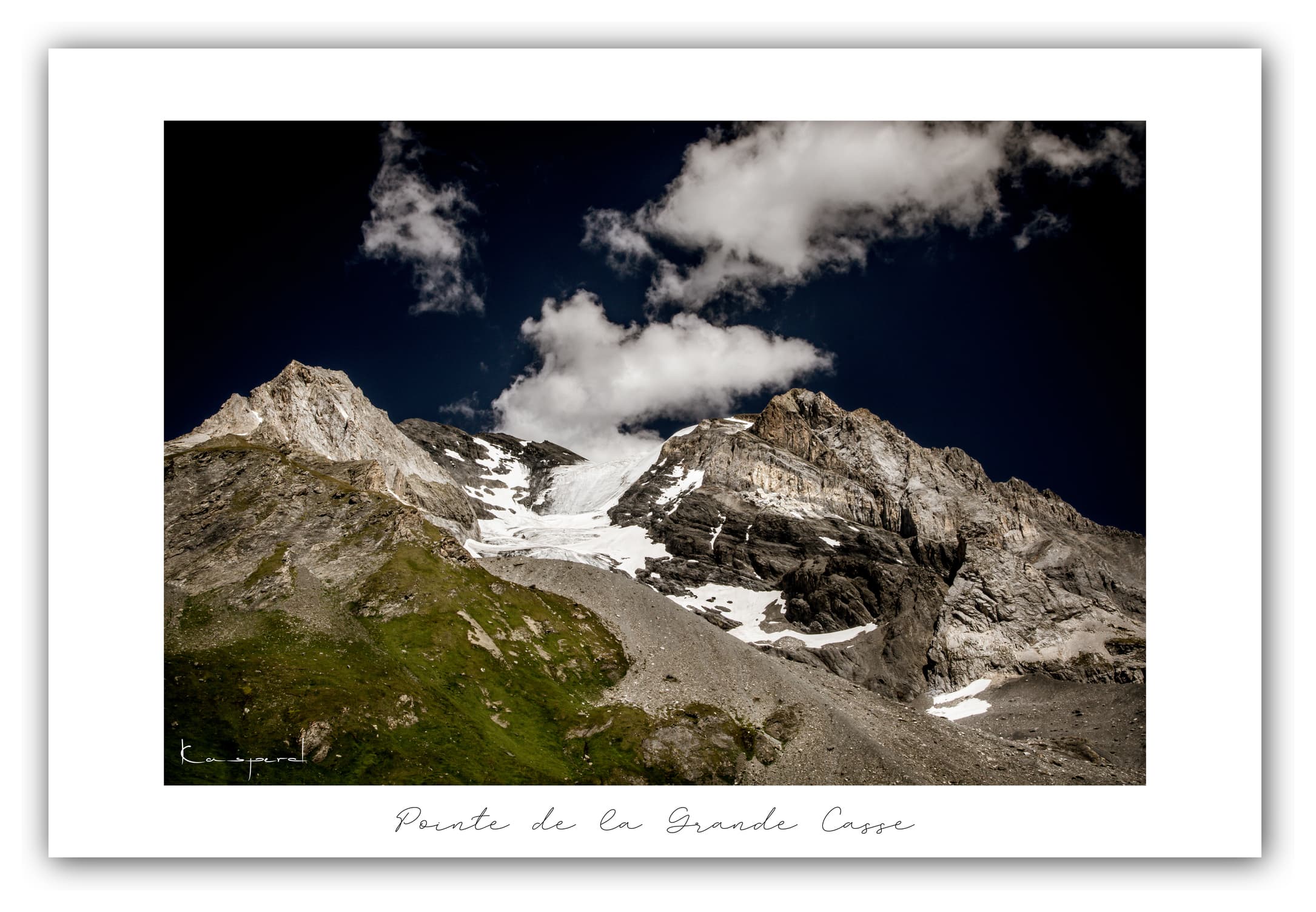 Poster La Grande Casse - Savoie (Les Alpes - France). Affiches Formats 30x40 cm, 40x60 cm ou 50x70 cm. Impression sur Papier Photo. Décoration murale. Paysage montagne. Eté.