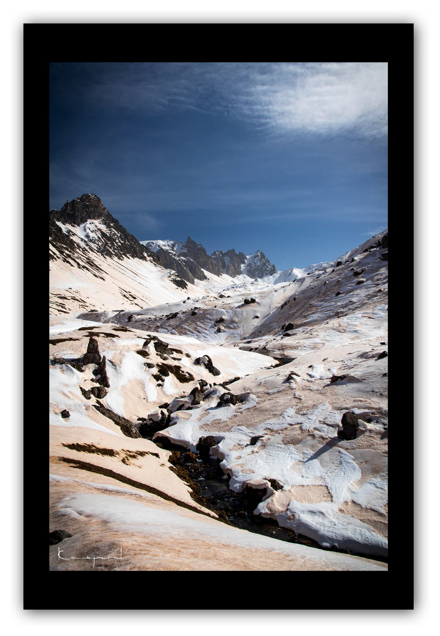 Poster Paysage à Valloire - Savoie (France). Affiches Formats 30x40 cm, 40x60 cm ou 50x70 cm. Impression sur Papier Photo. Décoration murale. Nature. Paysage. Panorama. Montagne. Hiver.