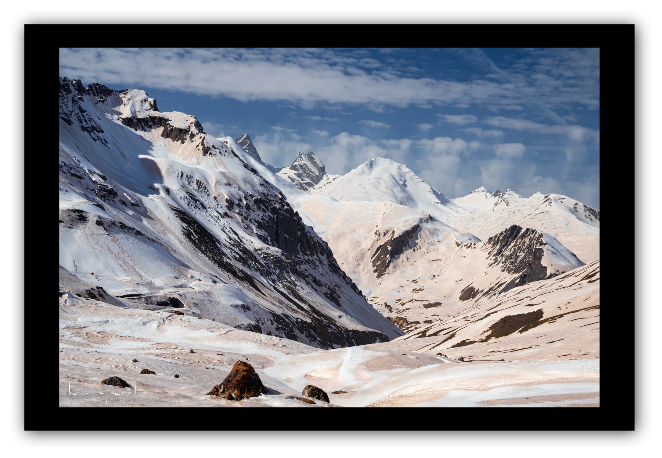 Poster Paysage à Valloire - Savoie (France). Affiches Formats 30x40 cm, 40x60 cm ou 50x70 cm. Impression sur Papier Photo. Décoration murale. Nature. Paysage. Panorama. Montagne. Hiver.