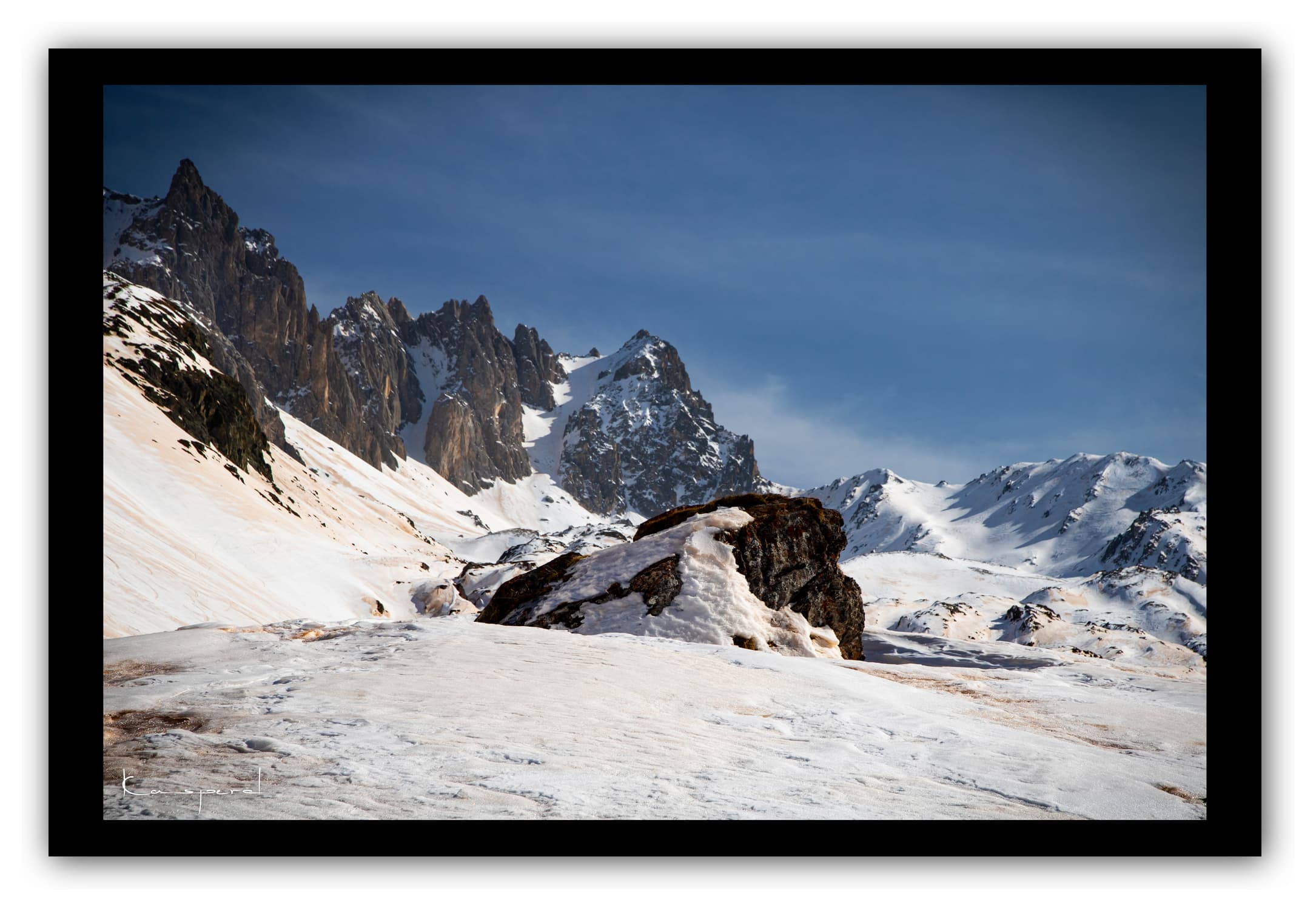 Poster Paysage à Valloire Les Mottets - Savoie (France). Affiches Formats 30x40 cm, 40x60 cm ou 50x70 cm. Impression sur Papier Photo. Décoration murale. Nature. Paysage. Panorama. Montagne. Hiver.