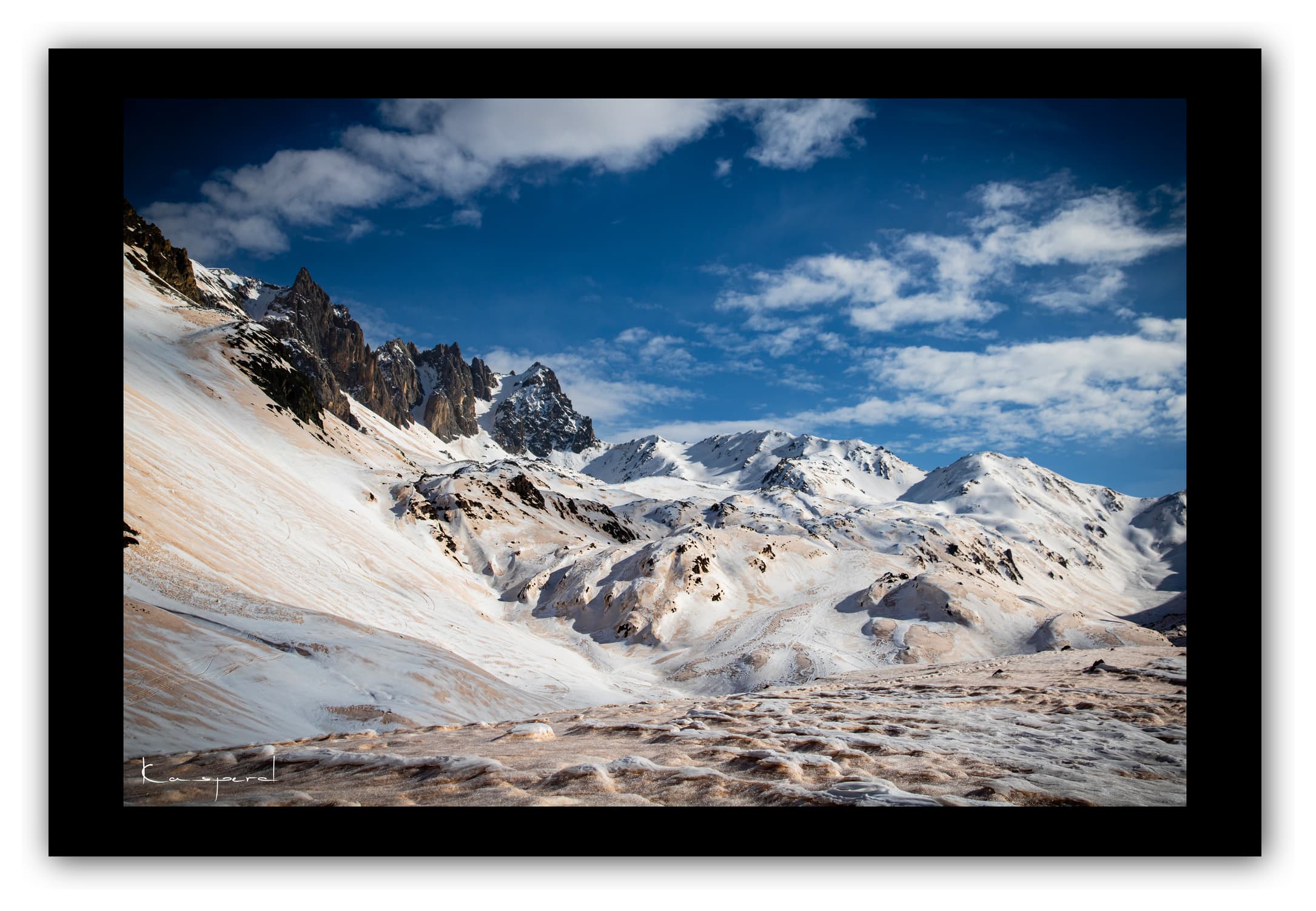 Poster Les Mottets à Valloire - Savoie (France). Affiches Formats 30x40 cm, 40x60 cm ou 50x70 cm. Impression sur Papier Photo. Décoration murale. Nature. Paysage. Panorama. Montagne. Hiver.