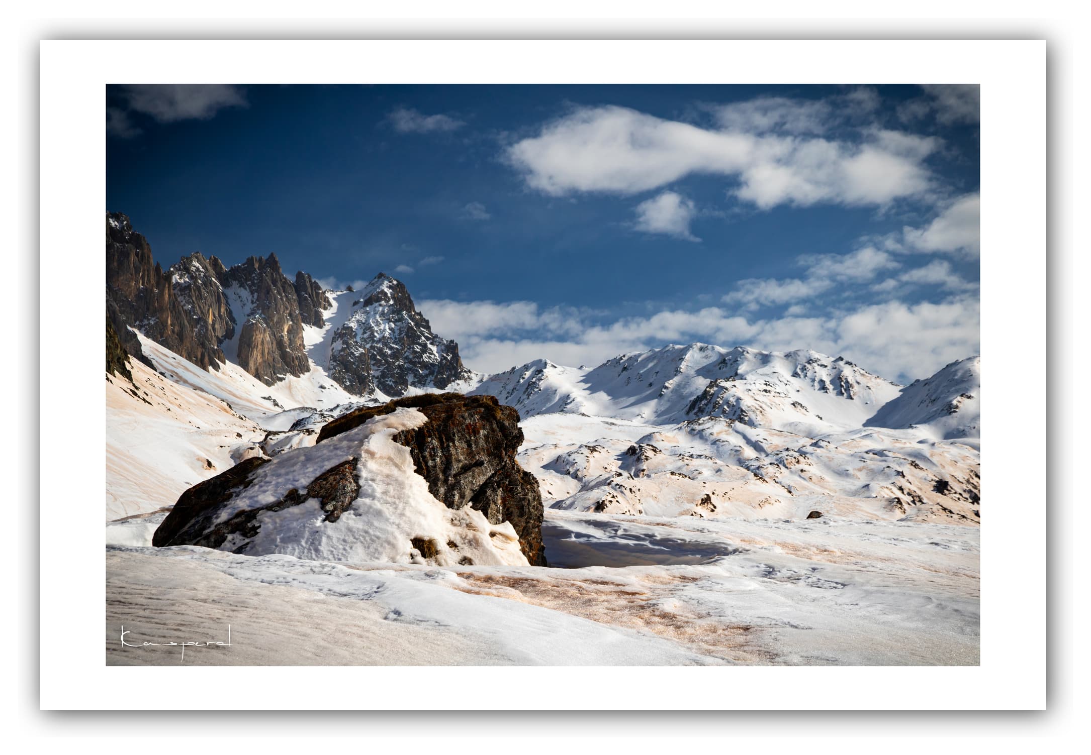 Poster Les Mottets à Valloire - Savoie (France). Affiches Formats 30x40 cm, 40x60 cm ou 50x70 cm. Impression sur Papier Photo. Décoration murale. Nature. Paysage. Panorama. Montagne. Hiver.
