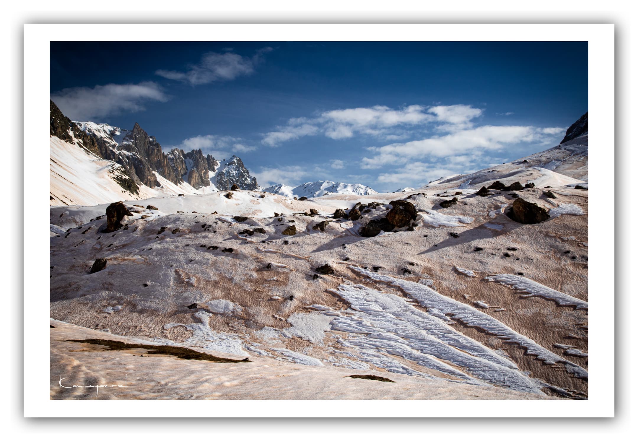 Poster Les Mottets à Valloire - Savoie (France). Affiches Formats 30x40 cm, 40x60 cm ou 50x70 cm. Impression sur Papier Photo. Décoration murale. Nature. Paysage. Panorama. Montagne. Hiver.