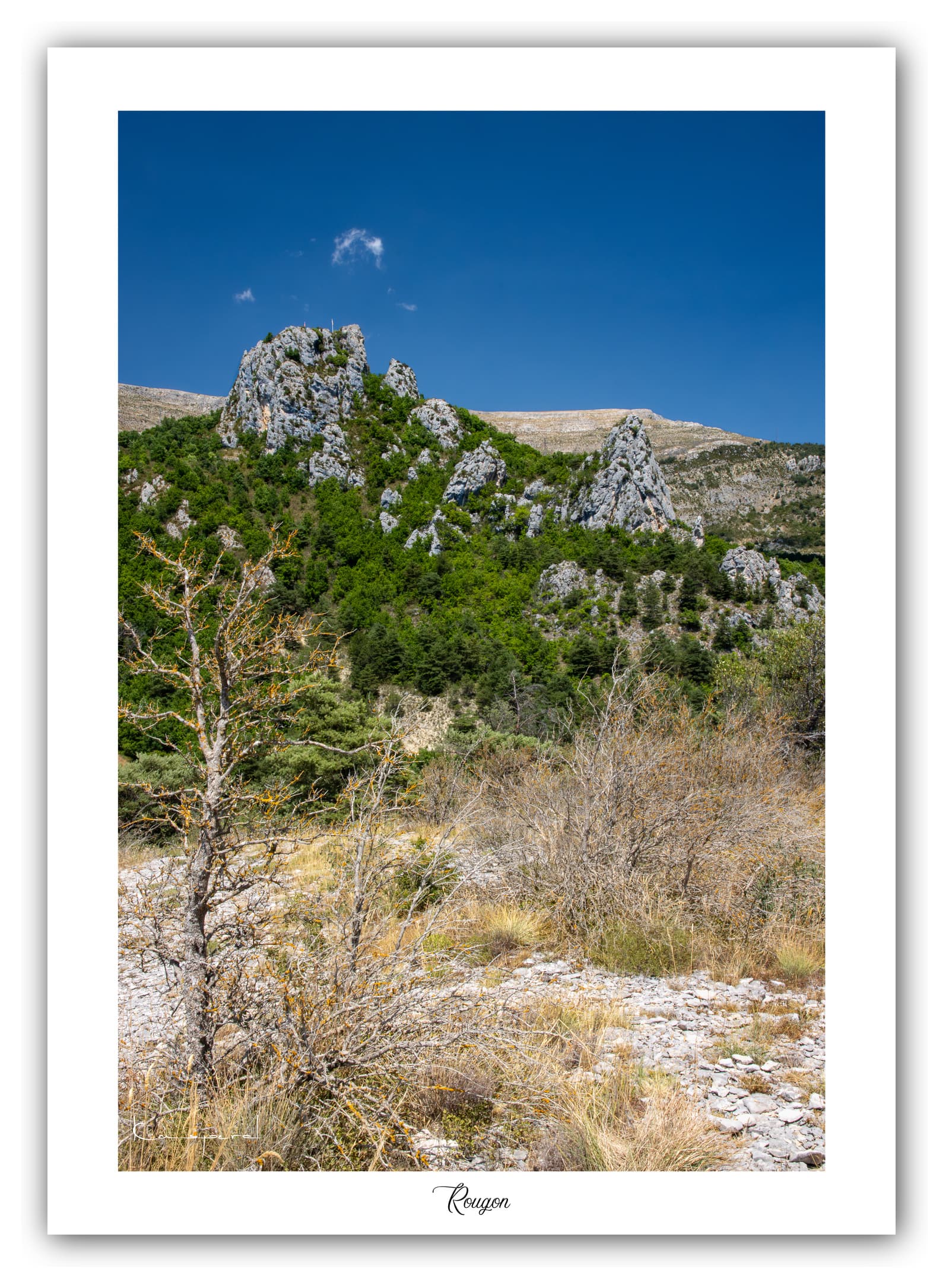 Générique Poster Rougon (Alpes de Haute-Provence - France). Affiches Formats 30x40 cm, 40x60 cm ou 50x70 cm. Impression sur Papier Photo. Décoration murale. Village. Paysage. Montagne.