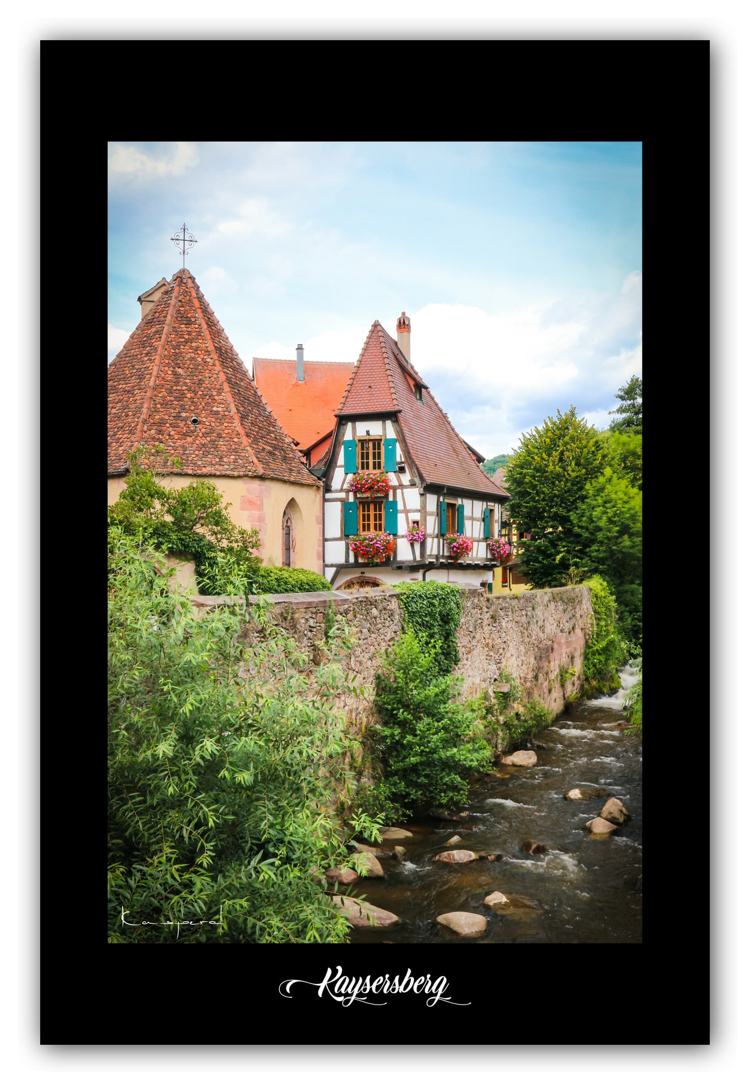Poster Kaysersberg - Alsace (France). Affiches Formats 30x40 cm, 40x60 cm ou 50x70 cm. Impression sur Papier Photo. Décoration murale. Village. Architecture.