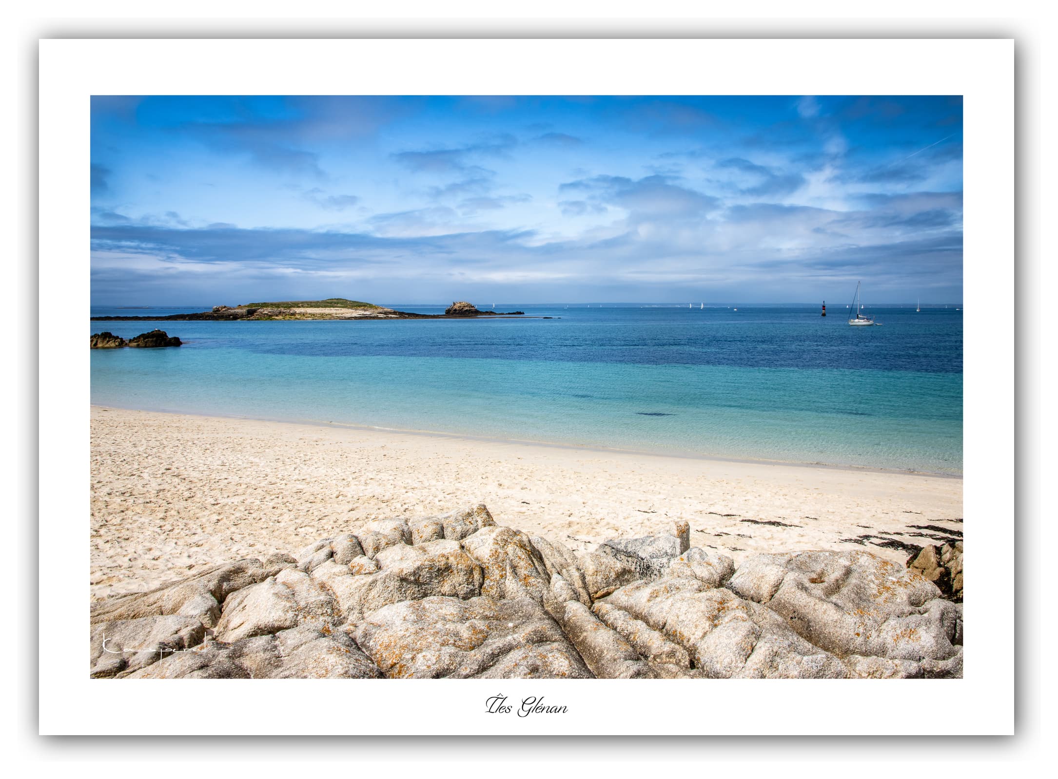 Poster Les îles Glénan (Bretagne - France). Affiches Formats 30x40cm, 40x60 cm ou 50x70 cm. Impression sur Papier Photo. Décoration murale. Paysage. Océan. Îles.