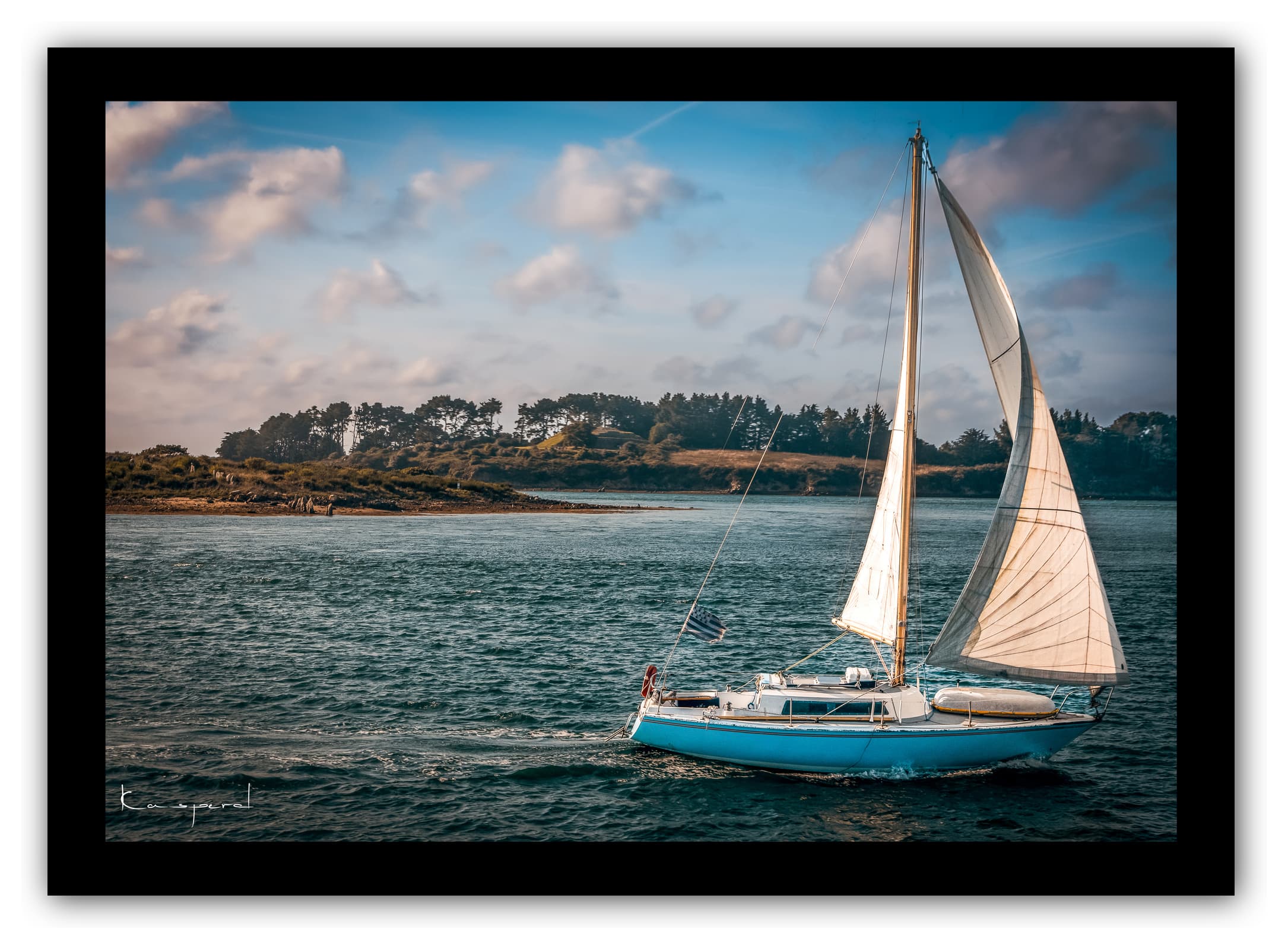 Poster Golfe du Morbihan (Bretagne - France). Affiches Formats 30x40cm, 40x60 cm ou 50x70 cm. Impression sur Papier Photo. Décoration murale. Paysage. Bateau.