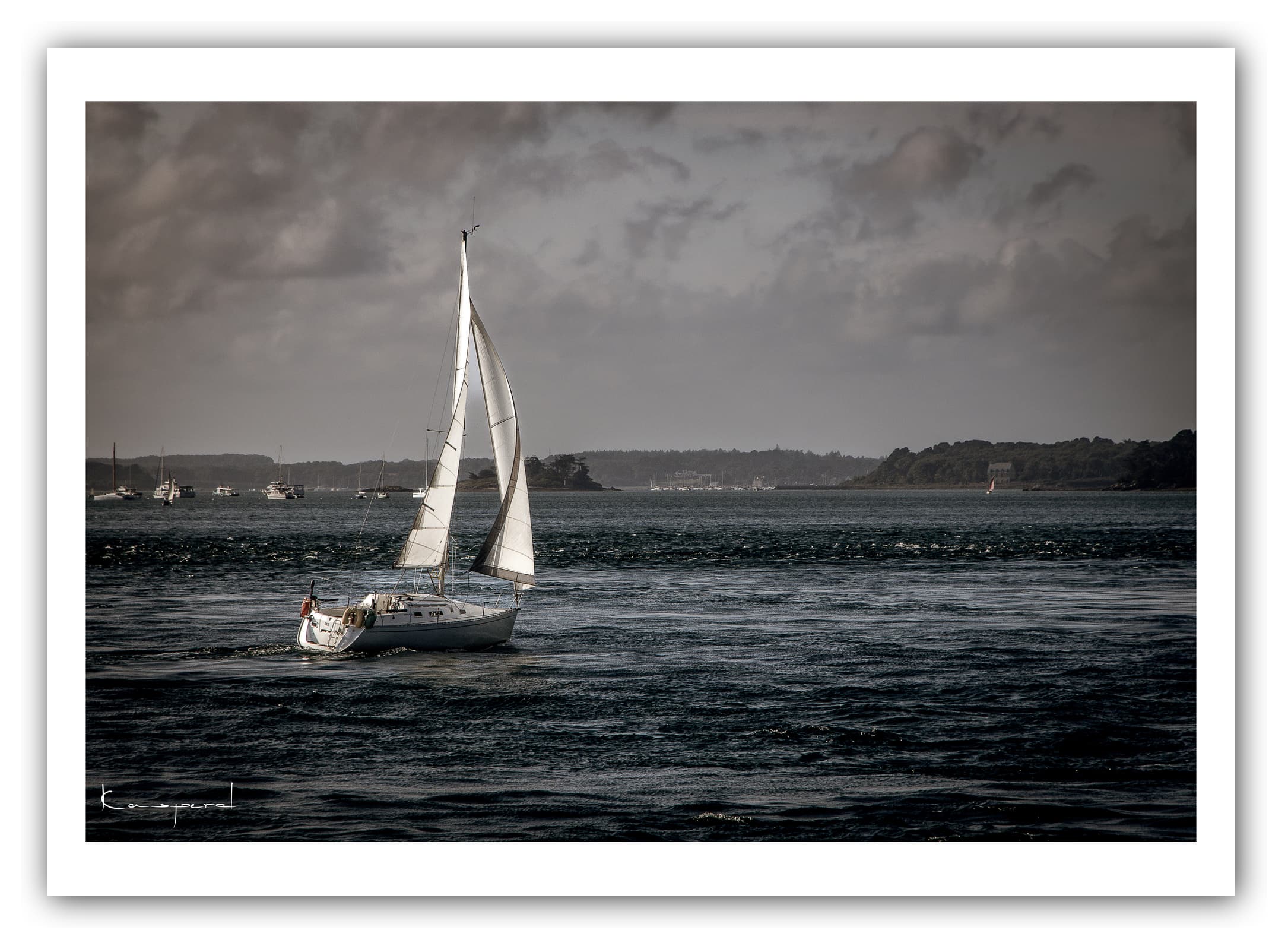 Poster Golfe du Morbihan (Bretagne - France). Affiches Formats 30x40cm, 40x60 cm ou 50x70 cm. Impression sur Papier Photo. Décoration murale. Paysage. Bateau.
