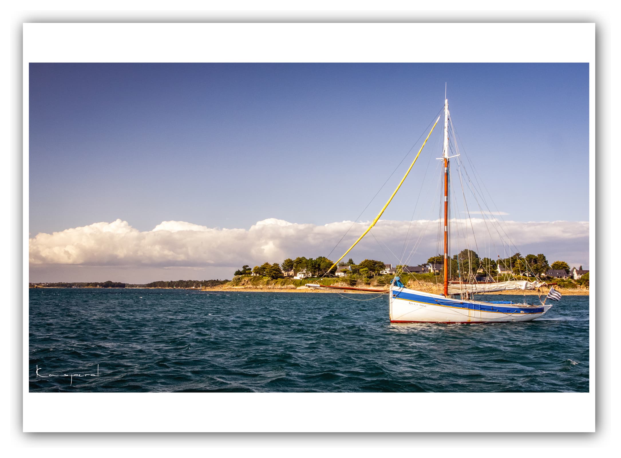 Poster Golfe du Morbihan (Bretagne - France). Affiches Formats 30x40cm, 40x60 cm ou 50x70 cm. Impression sur Papier Photo. Décoration murale. Paysage. Bateau.