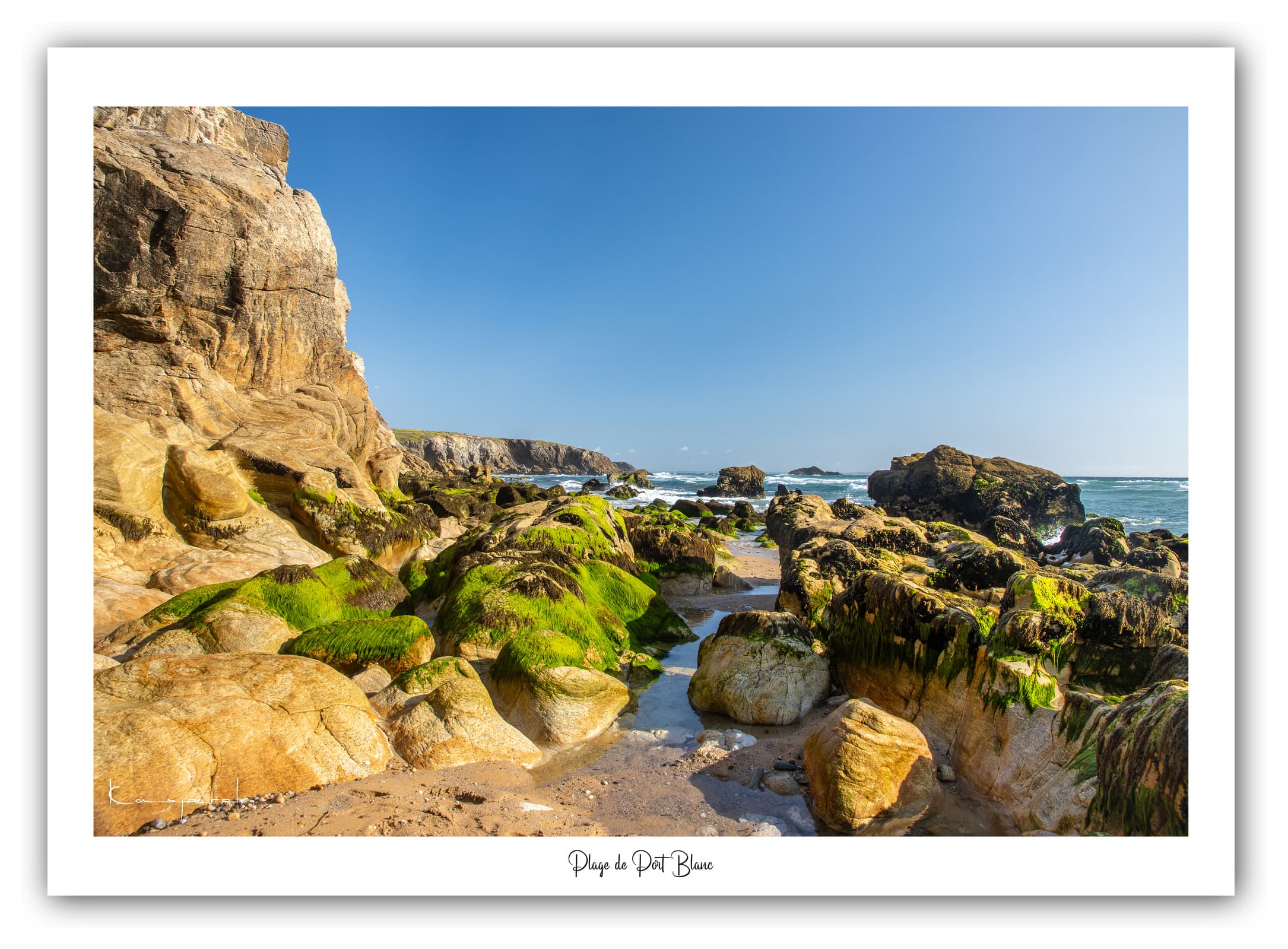 Poster Plage de Port Blanc (Bretagne - France). Affiches Formats 30x40cm, 40x60 cm ou 50x70 cm. Impression sur Papier Photo. Décoration murale. Paysage. Plage.