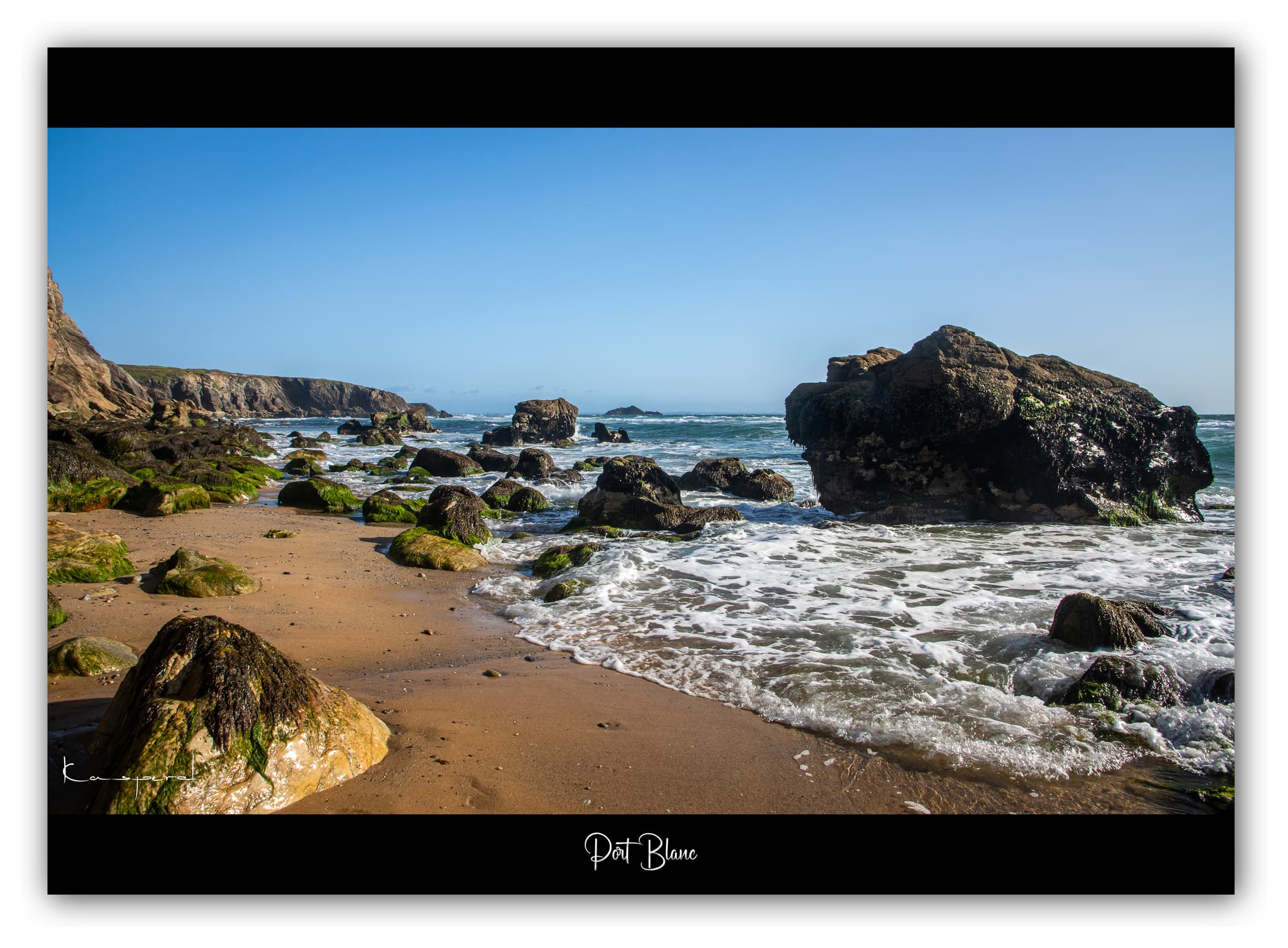 Poster Plage de Port Blanc (Bretagne - France). Affiches Formats 30x40cm, 40x60 cm ou 50x70 cm. Impression sur Papier Photo. Décoration murale. Paysage. Plage.