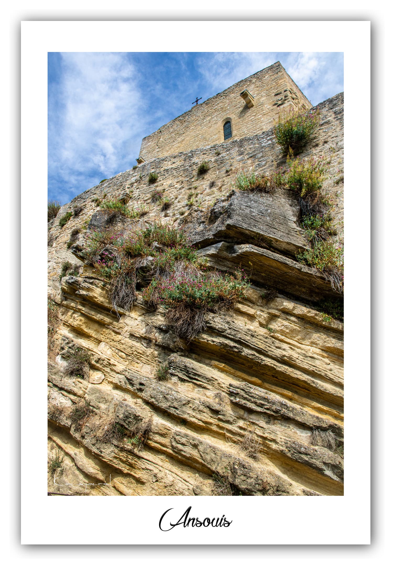 Poster Ansouis (Vaucluse - France). Affiches Formats 30x40 cm, 40x60 cm, 50x70 cm. Impression sur Papier Photo. Décoration murale. Village. Architecture.