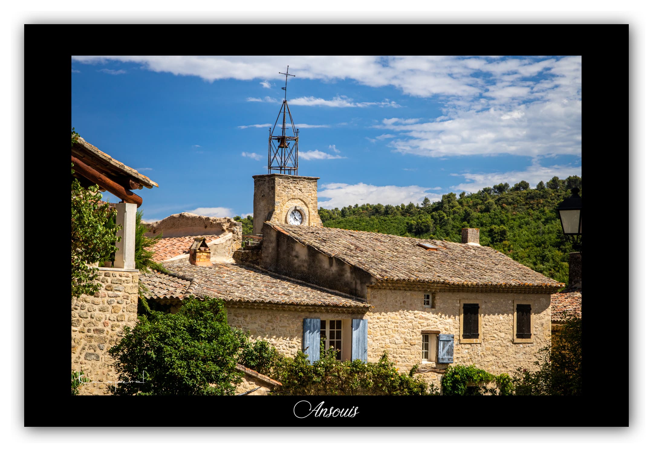 Poster Ansouis (Vaucluse - France). Affiches Formats 30x40 cm, 40x60 cm, 50x70 cm. Impression sur Papier Photo. Décoration murale. Village. Architecture.